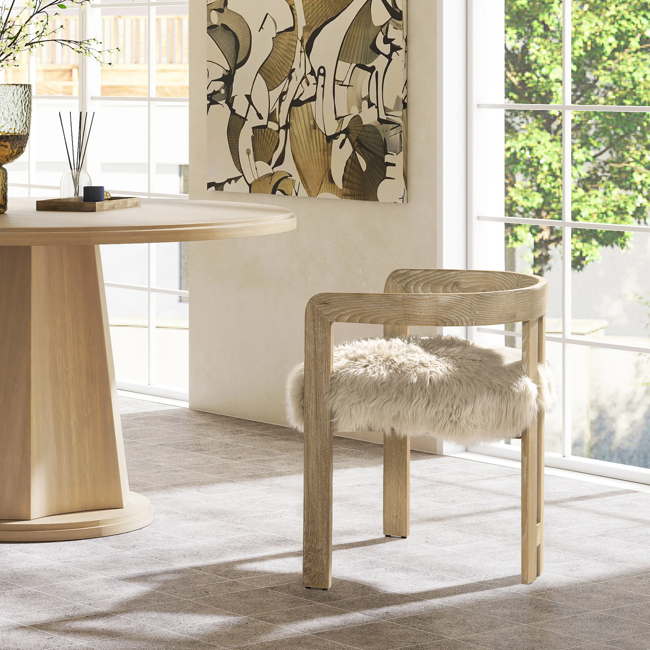 Millwick 21' Low Back Genuine Fur Dining Chair