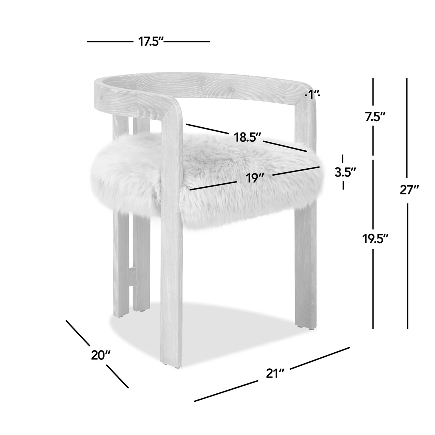 Millwick 21' Low Back Genuine Fur Dining Chair - Image 11