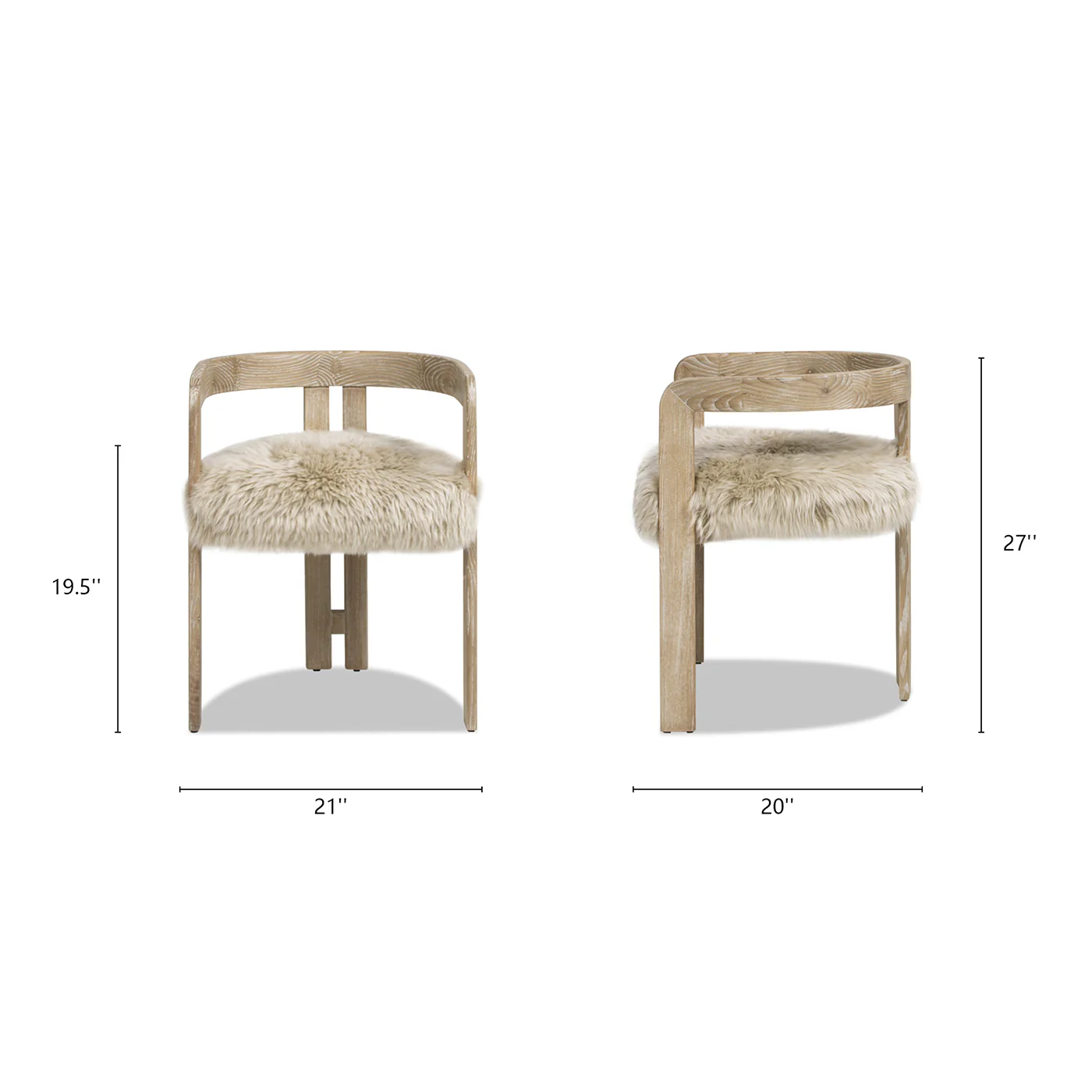 Millwick 21' Low Back Genuine Fur Dining Chair - Image 6