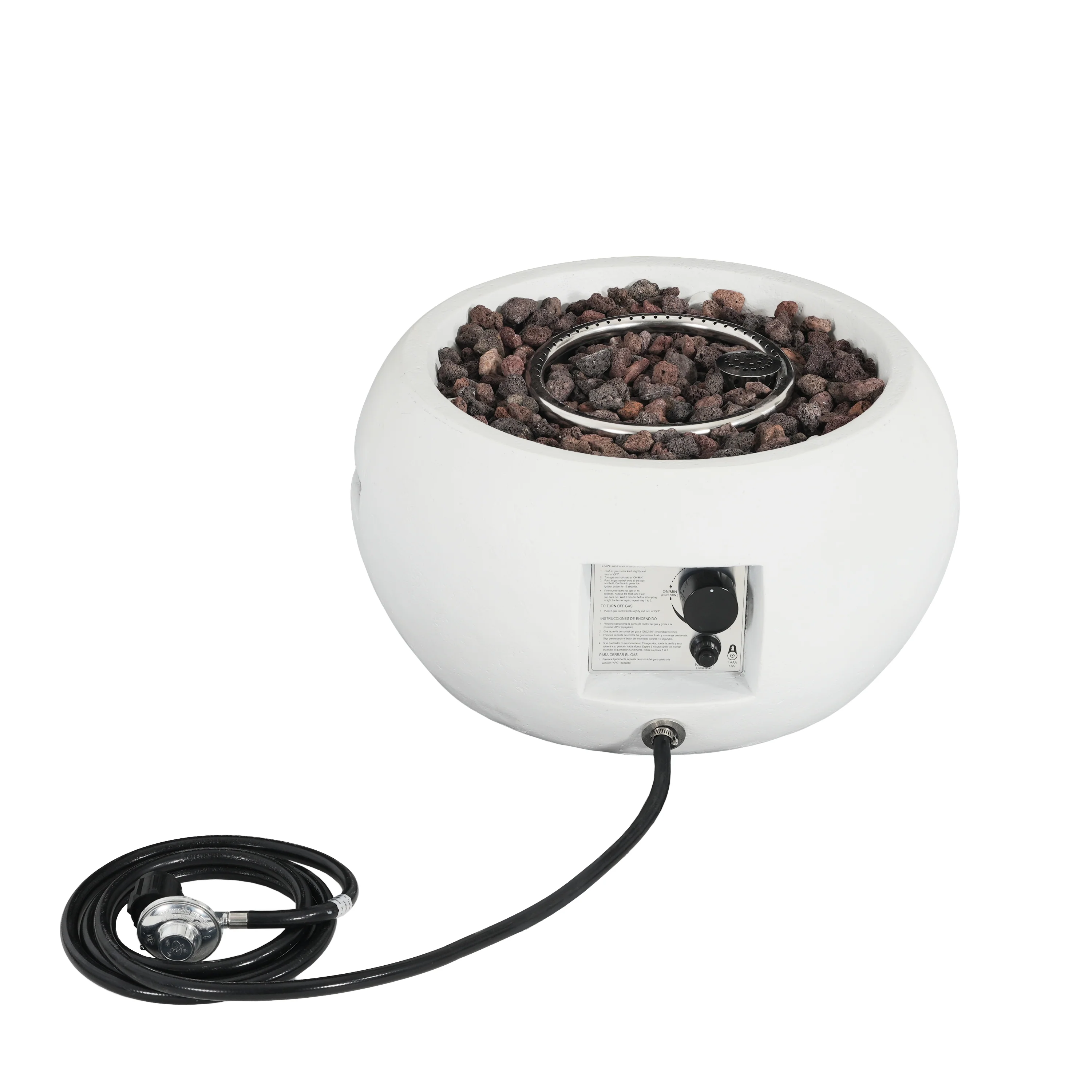 Walker Edison | Minimalist Round Design Outdoor Patio MGO Propane Fire Pit - Image 2