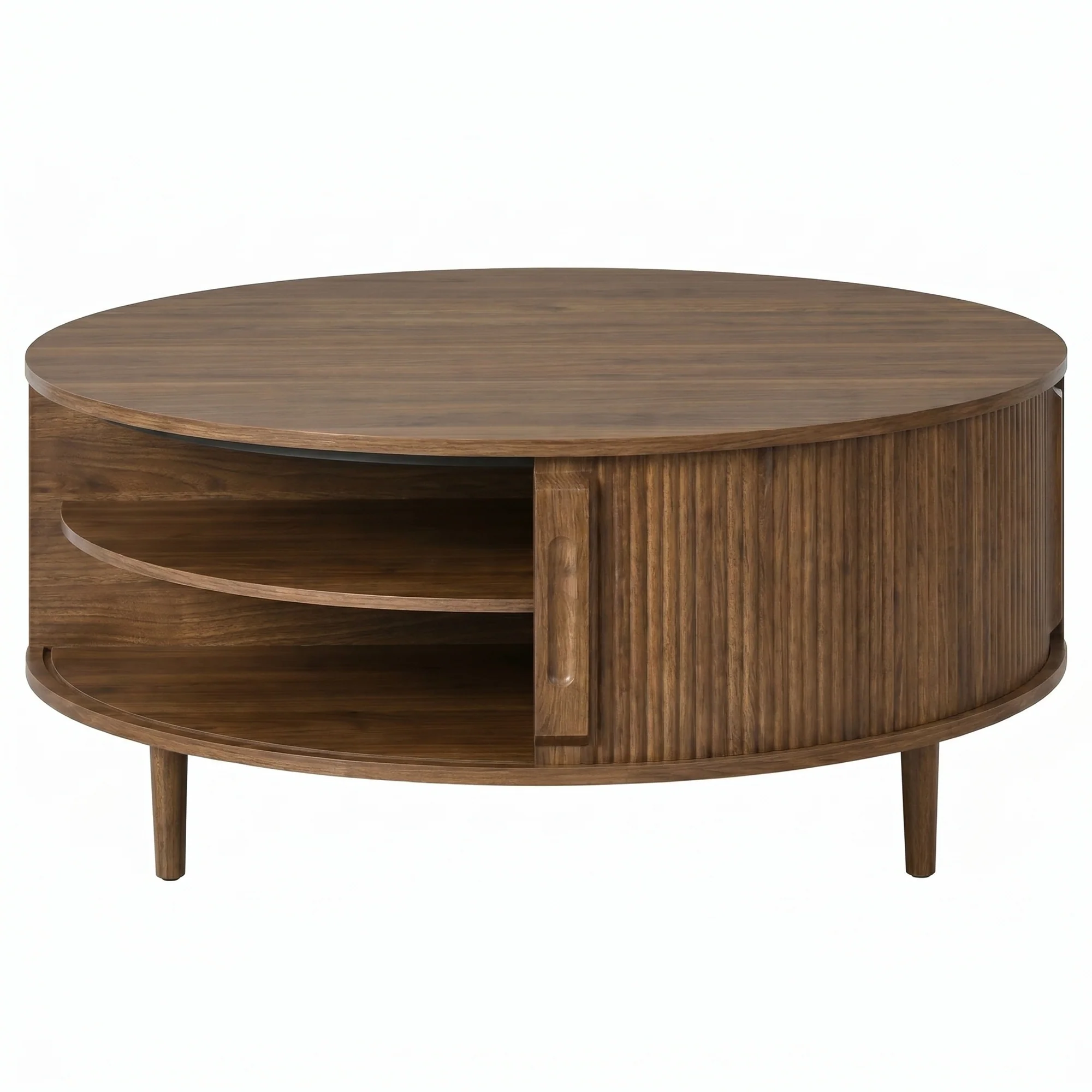 Minimalist Round Lift-Top Coffee Table with Hidden Storage - Image 11