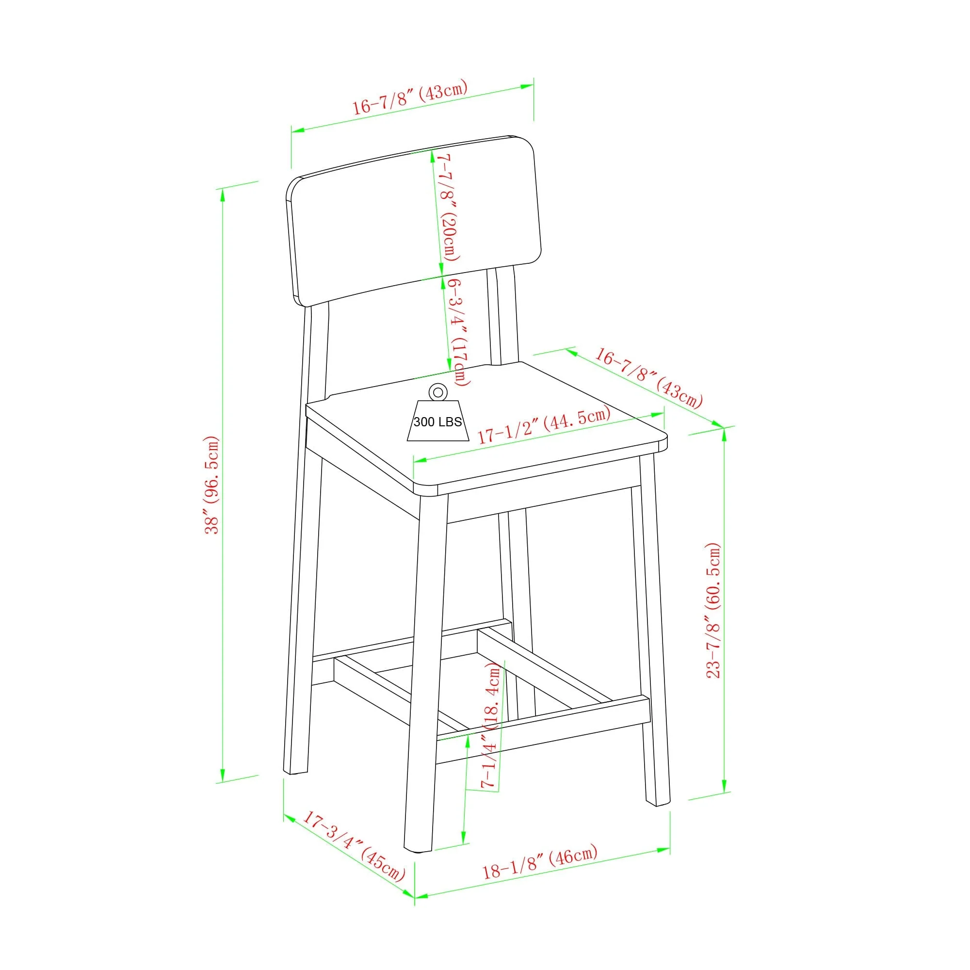 Minimalist Solid Wood Counter Stool, Set of 2 - Image 16