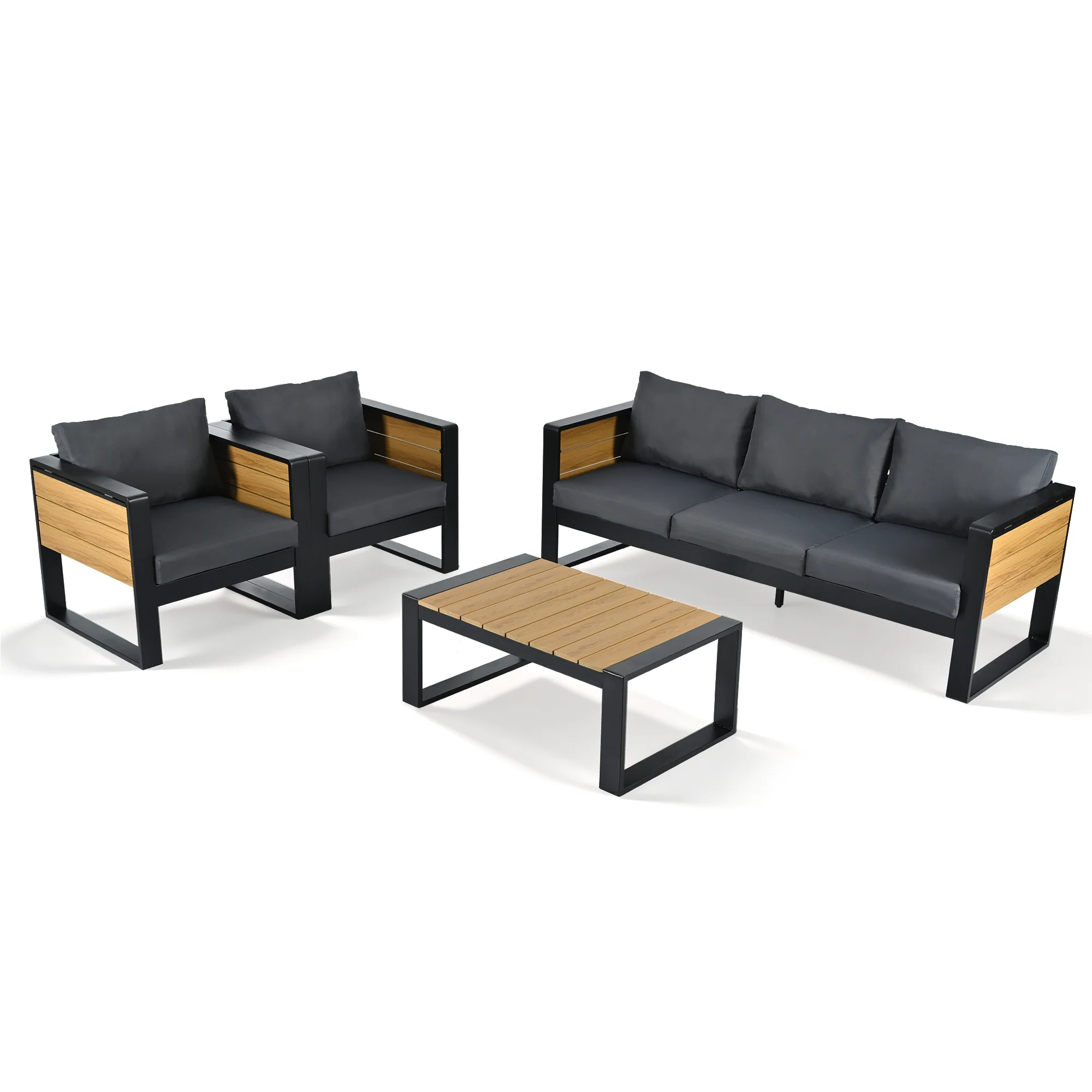 Modern 4-Piece Outdoor Patio Furniture Sofa & Accent Chair Set with Table - Image 23
