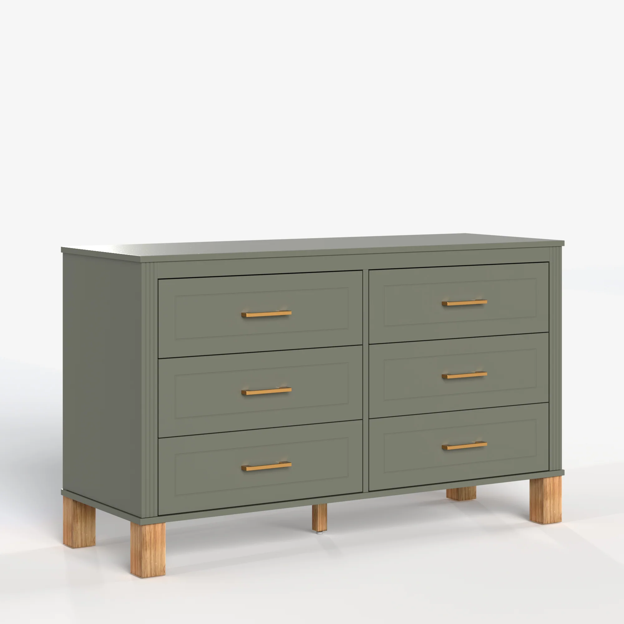 Modern 6-Drawer Dresser with Solid Wood Legs - Image 12
