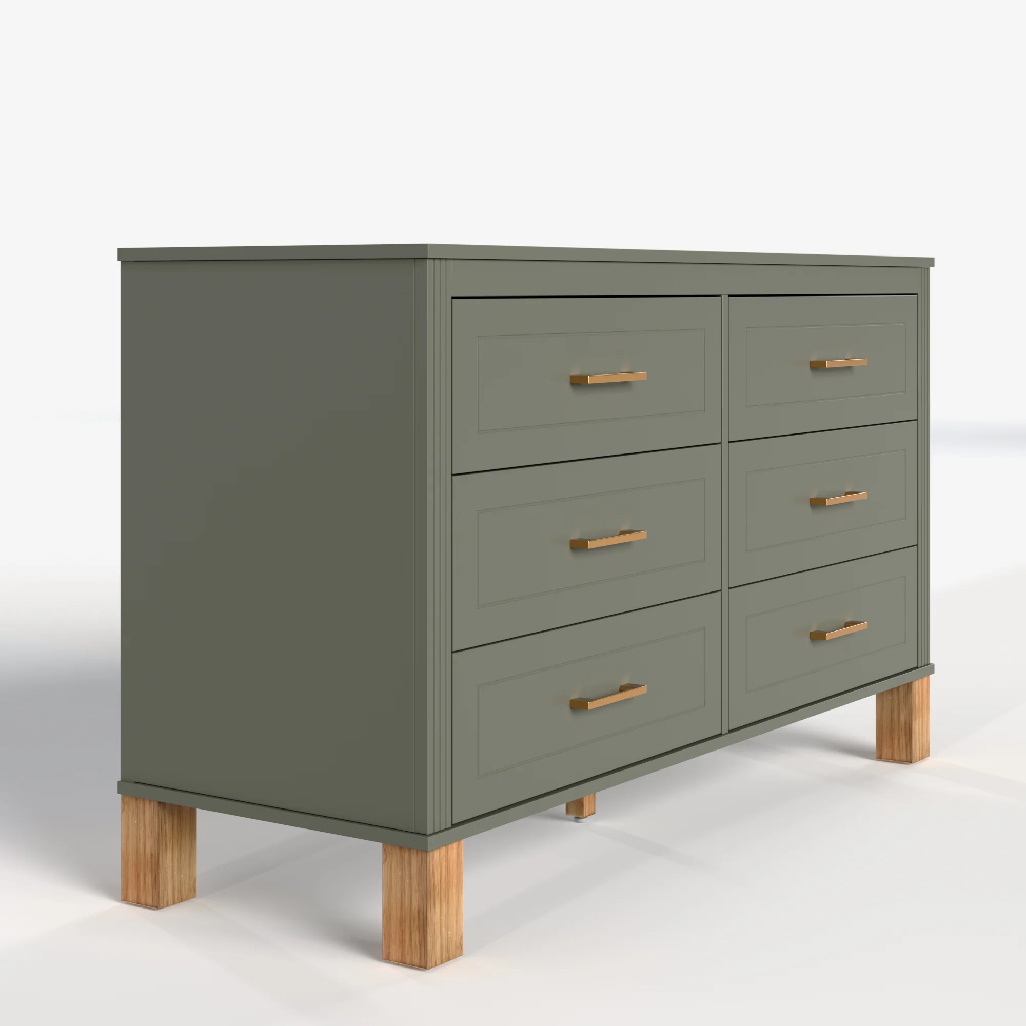 Modern 6-Drawer Dresser with Solid Wood Legs - Image 14
