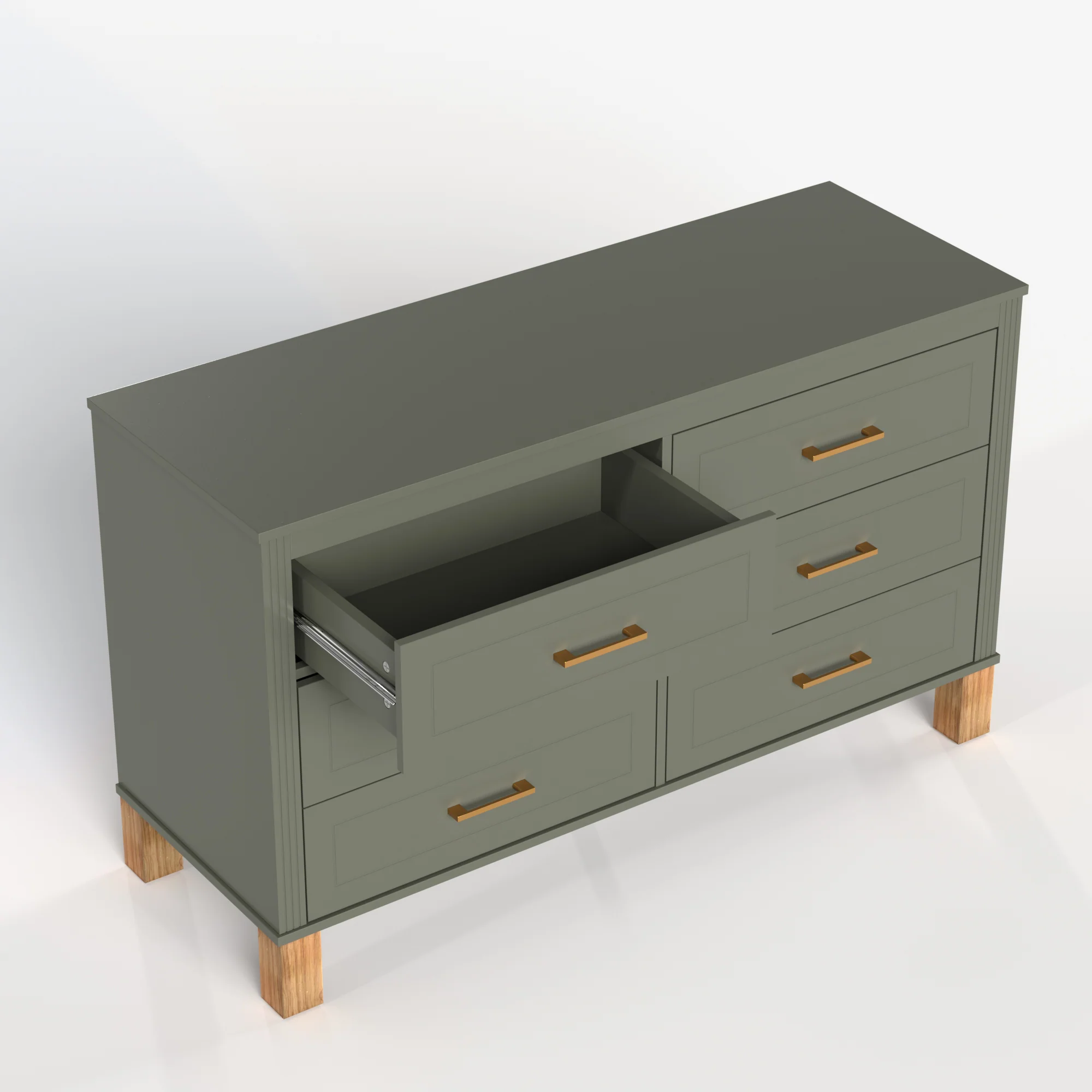 Modern 6-Drawer Dresser with Solid Wood Legs - Image 15