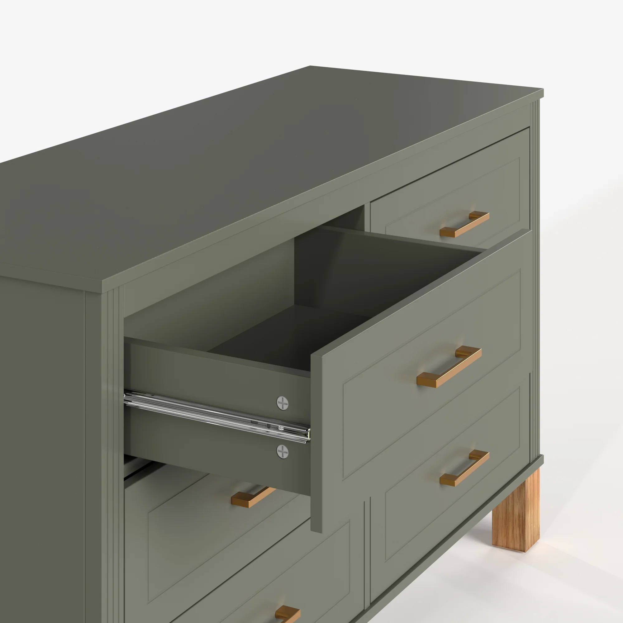 Modern 6-Drawer Dresser with Solid Wood Legs - Image 16