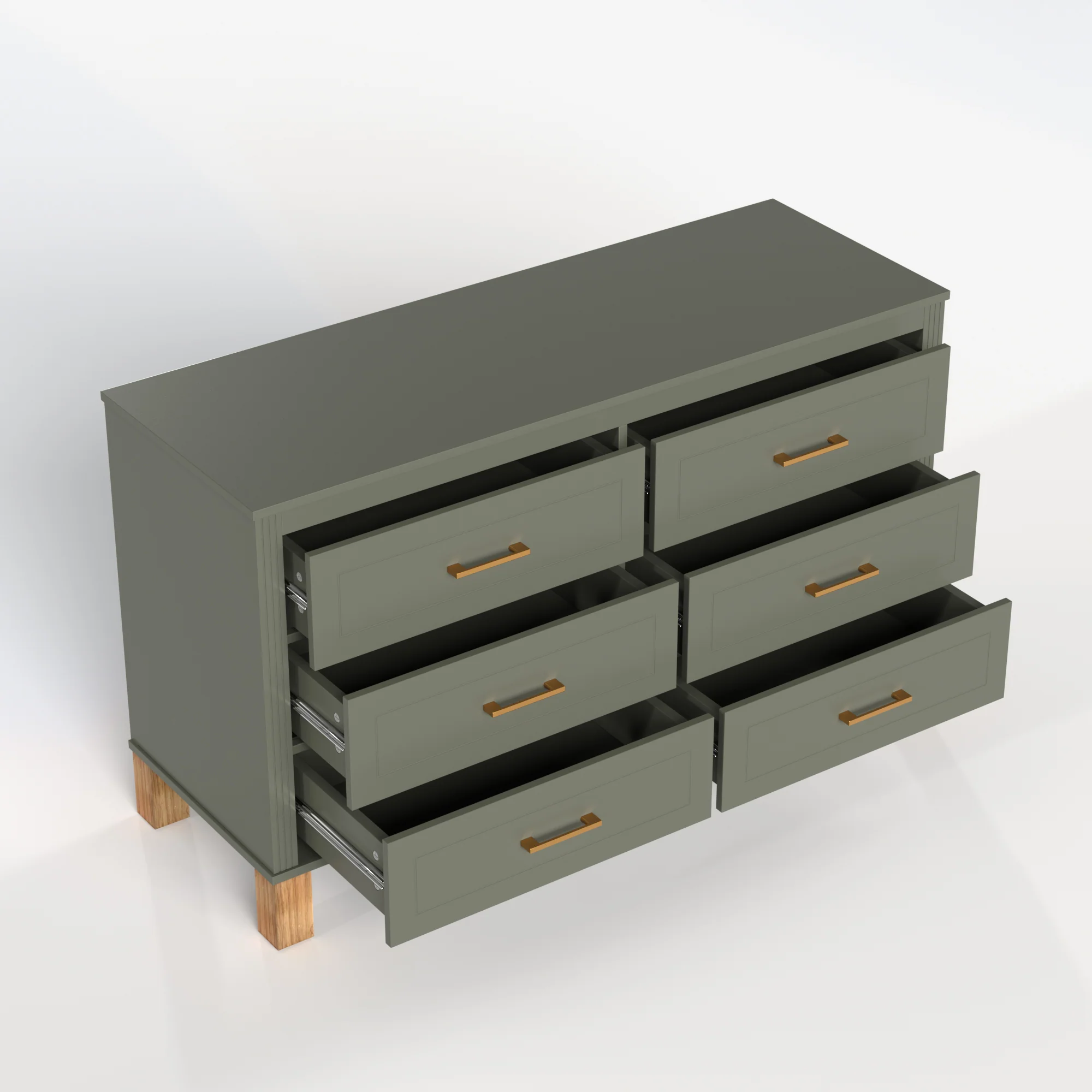 Modern 6-Drawer Dresser with Solid Wood Legs - Image 20