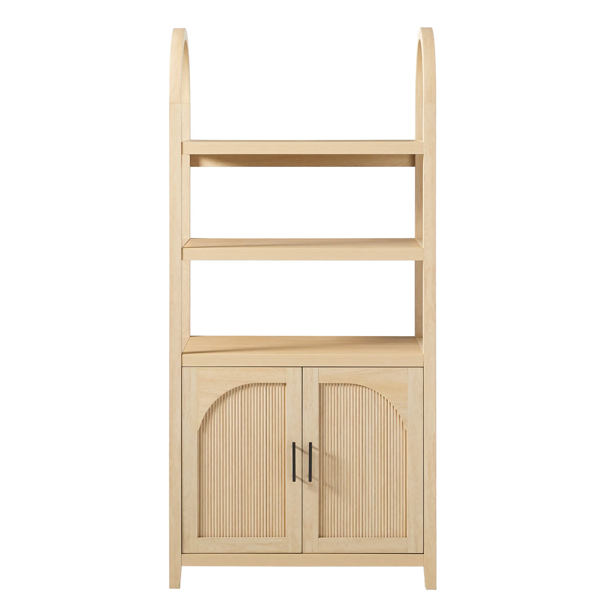 Sasha Modern Arched Bookshelf Cabinet with Reeded Doors - Image 10