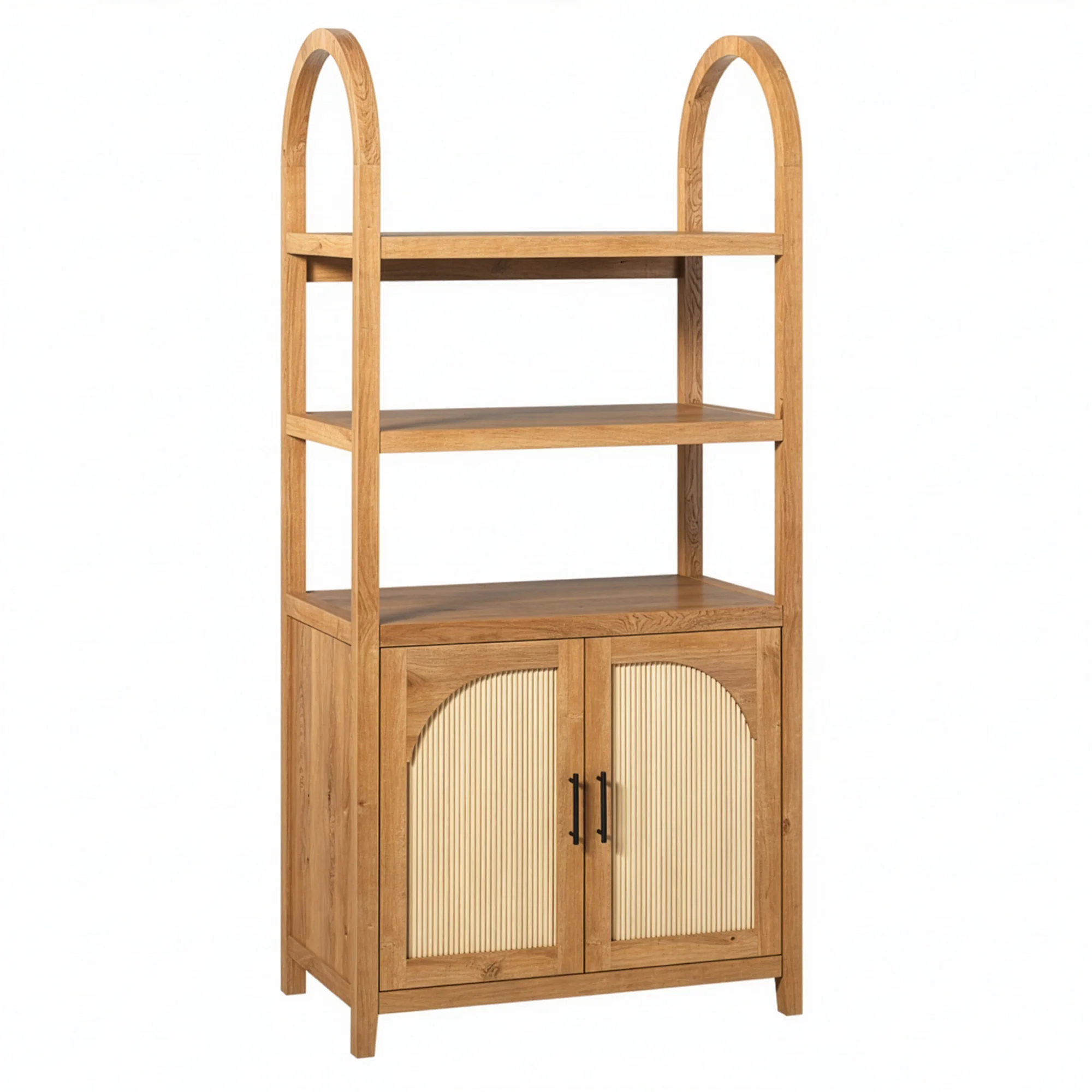 Sasha Modern Arched Bookshelf Cabinet with Reeded Doors - Image 20