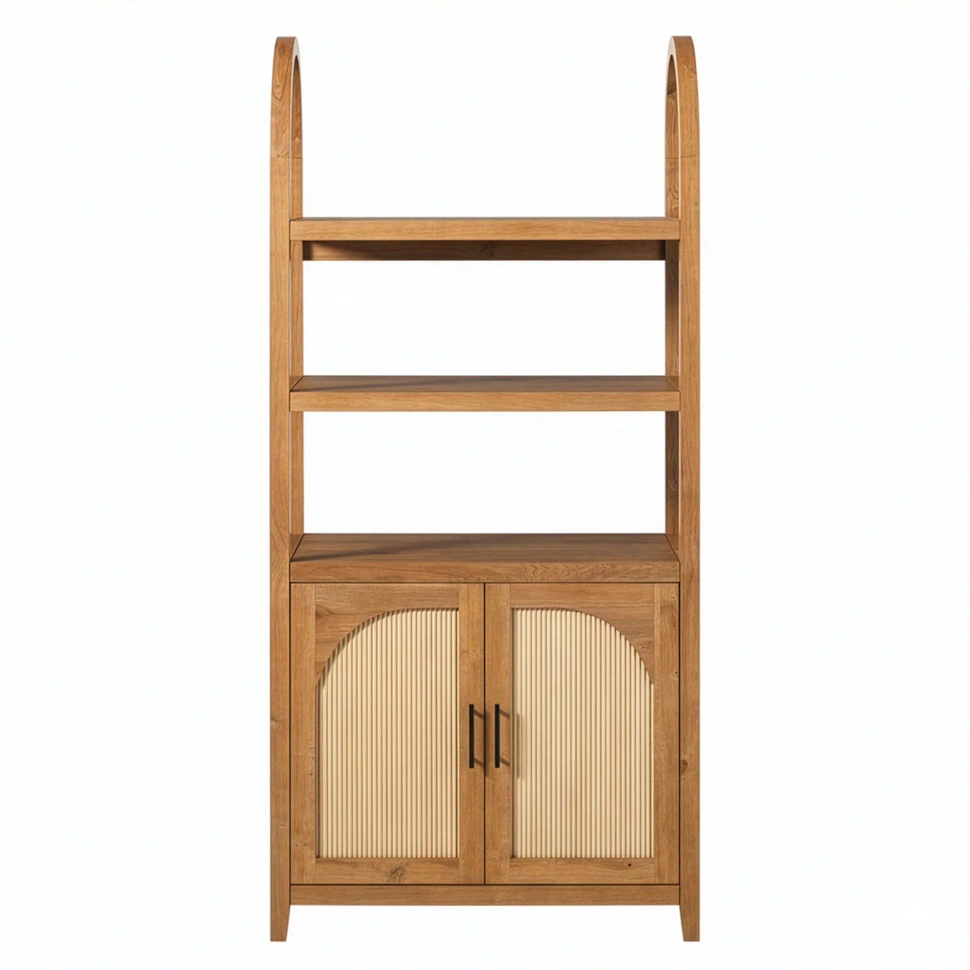 Sasha Modern Arched Bookshelf Cabinet with Reeded Doors - Image 21
