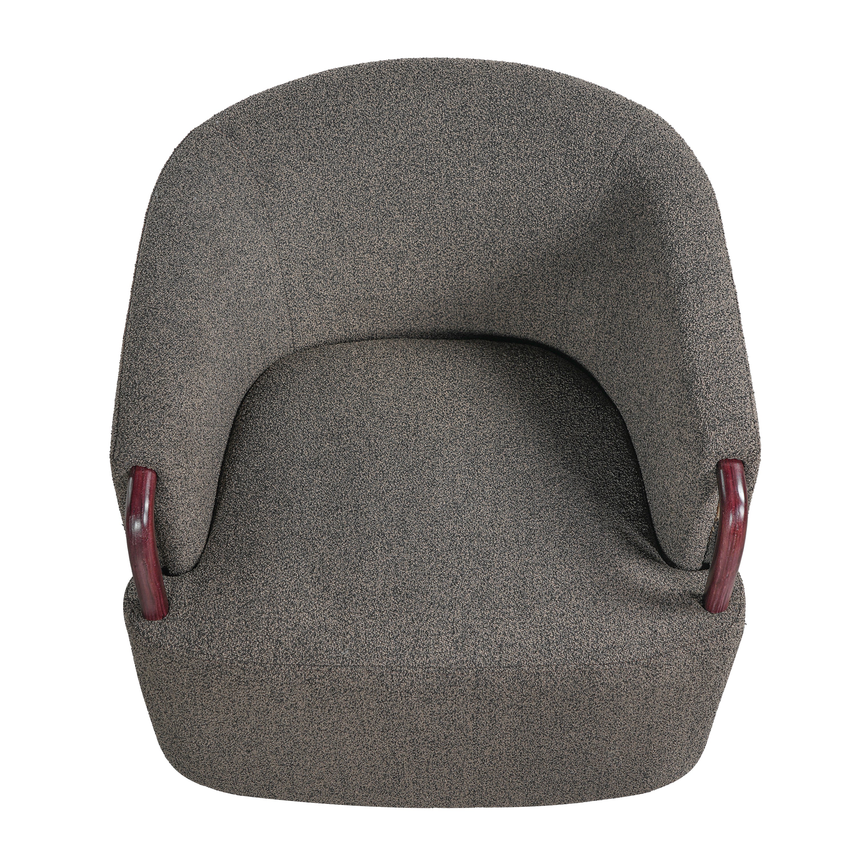 Modern Boucle Swivel Barrel Chair with Solid Wood Accents - Image 14
