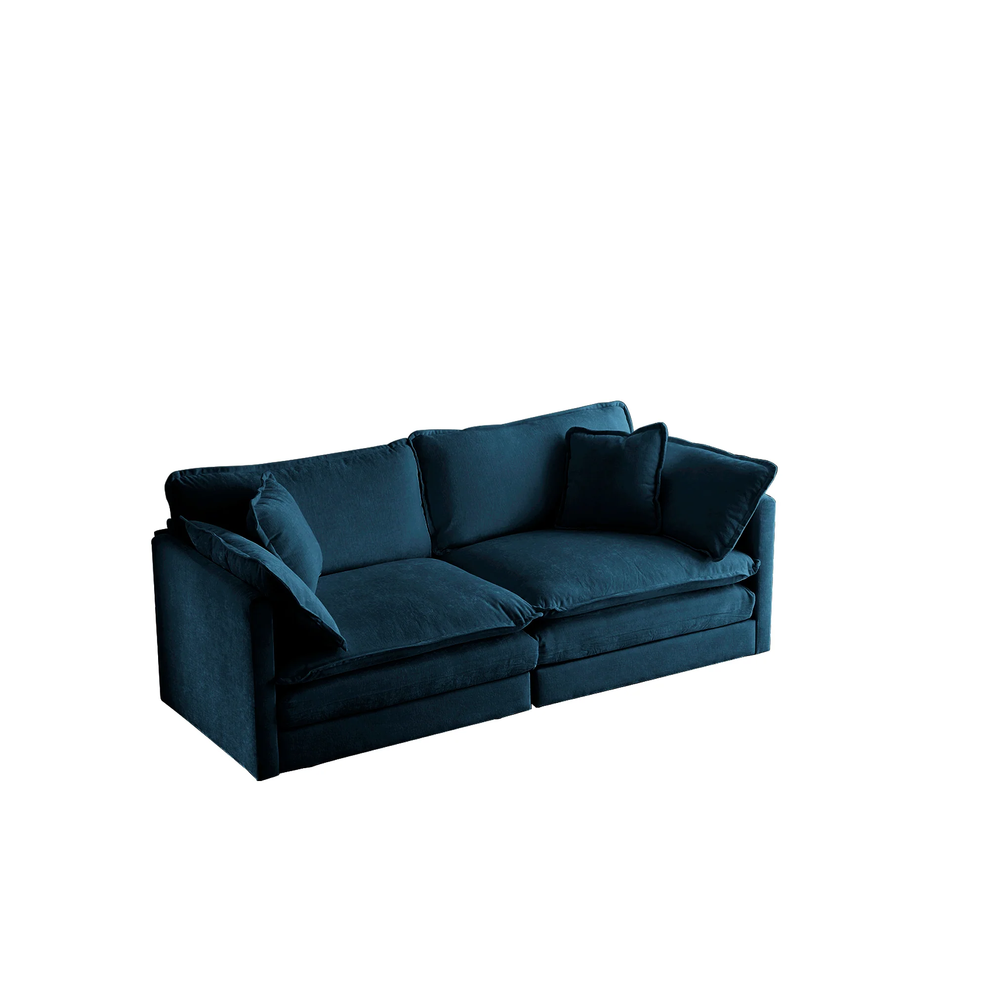 Walker Edison | Modern Chenille Cloud Loveseat Sofa Blue - Image 3