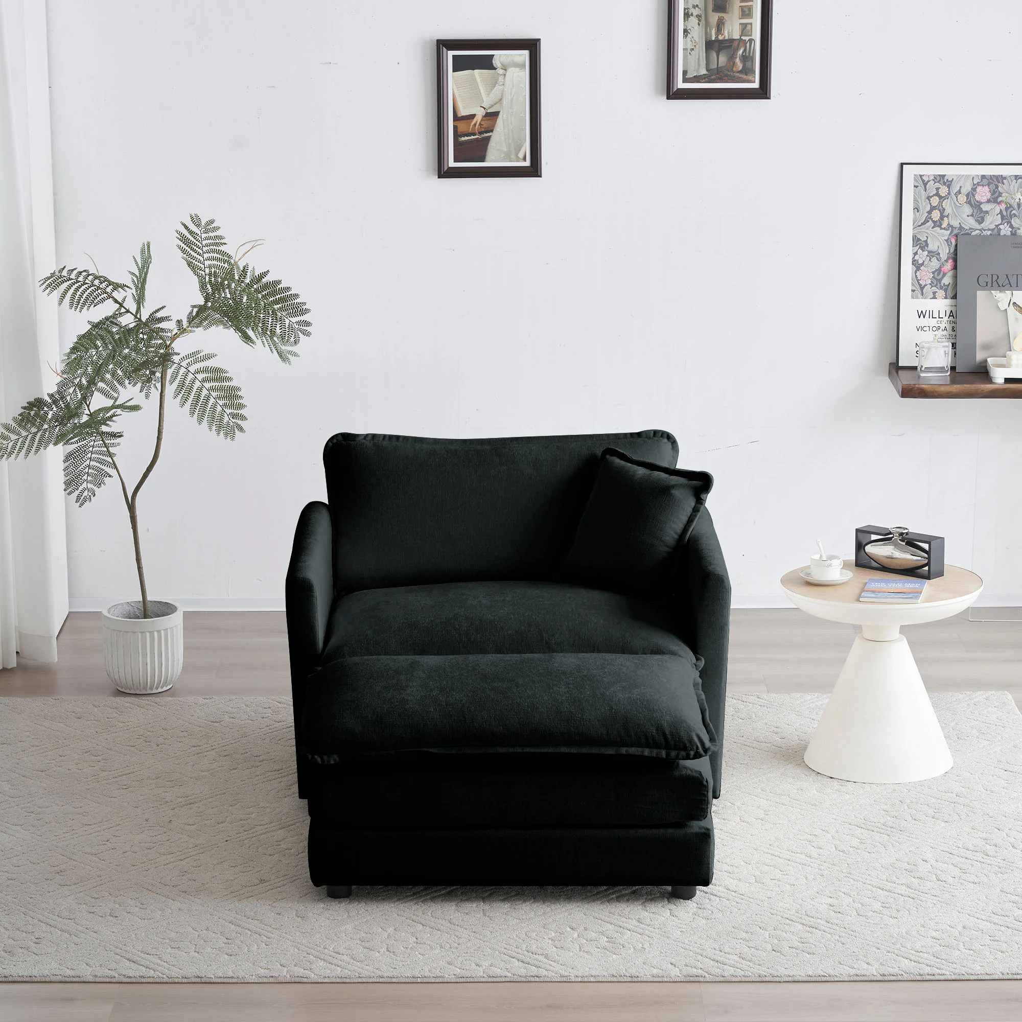 Walker Edison | Modern Cloud Accent Chair with Ottoman