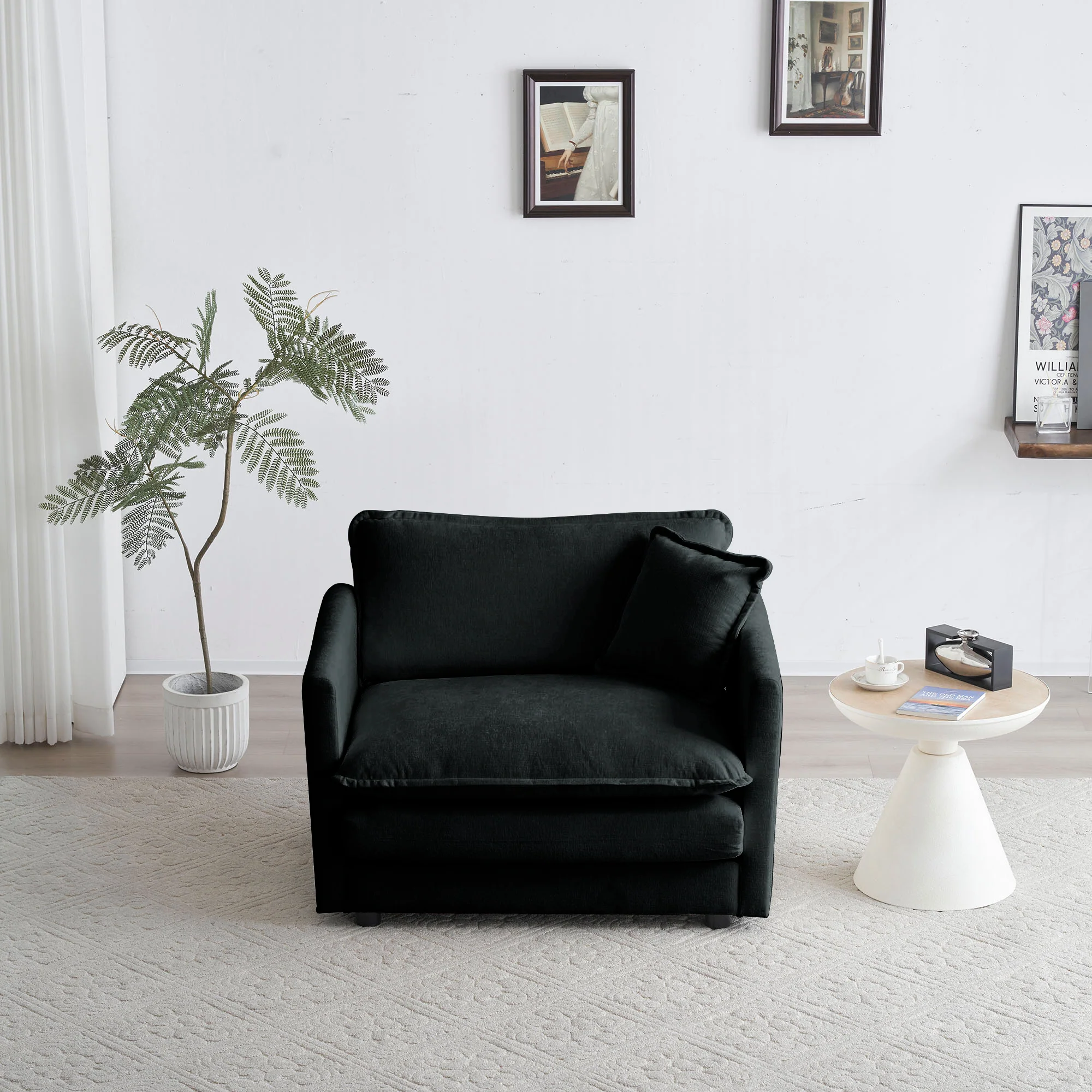 Walker Edison | Modern Cloud Accent Chair with Ottoman - Image 2