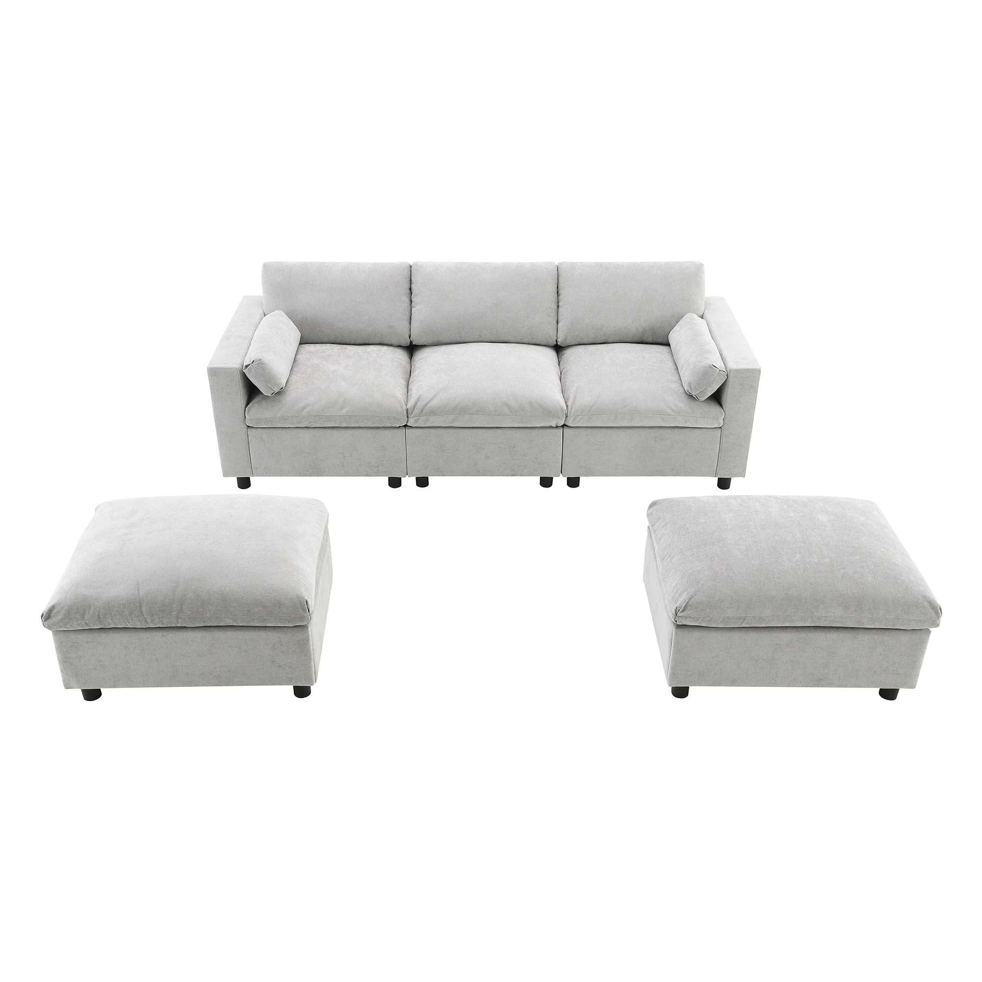 Modern Cloud Modular Sectional Sofa with Storage, Pillows and 2 Movable Ottomans - Image 10