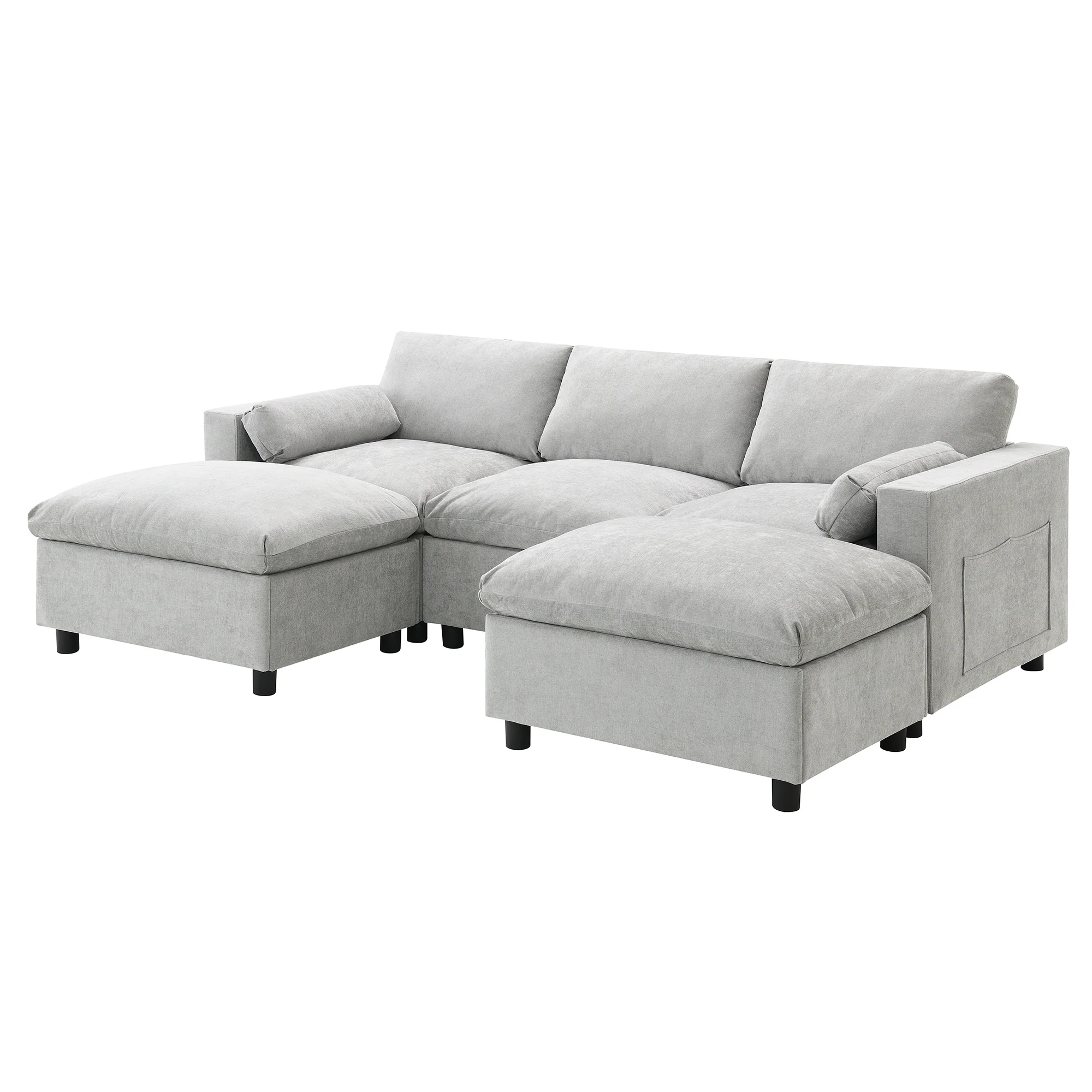 Modern Cloud Modular Sectional Sofa with Storage, Pillows and 2 Movable Ottomans - Image 11