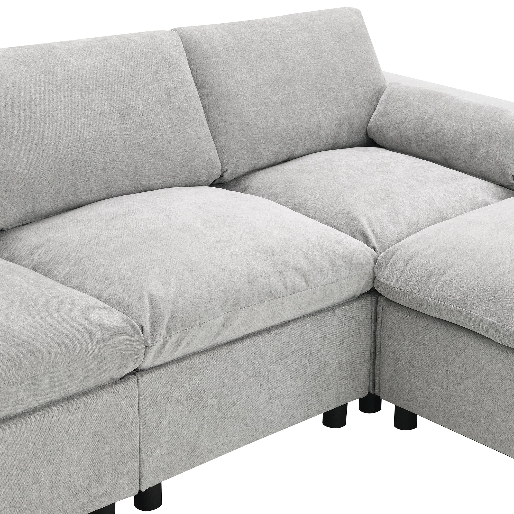 Modern Cloud Modular Sectional Sofa with Storage, Pillows and 2 Movable Ottomans - Image 19