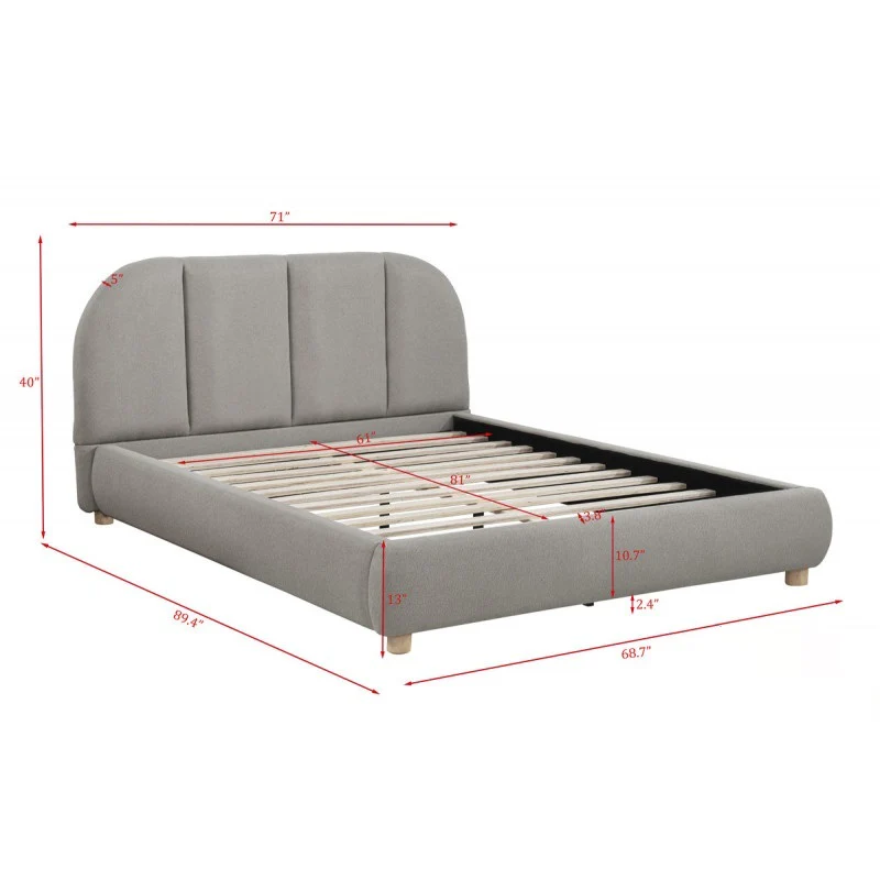 Walker Edison | Modern Contemporary Soft Burlap Fabric Queen Bed - Image 5