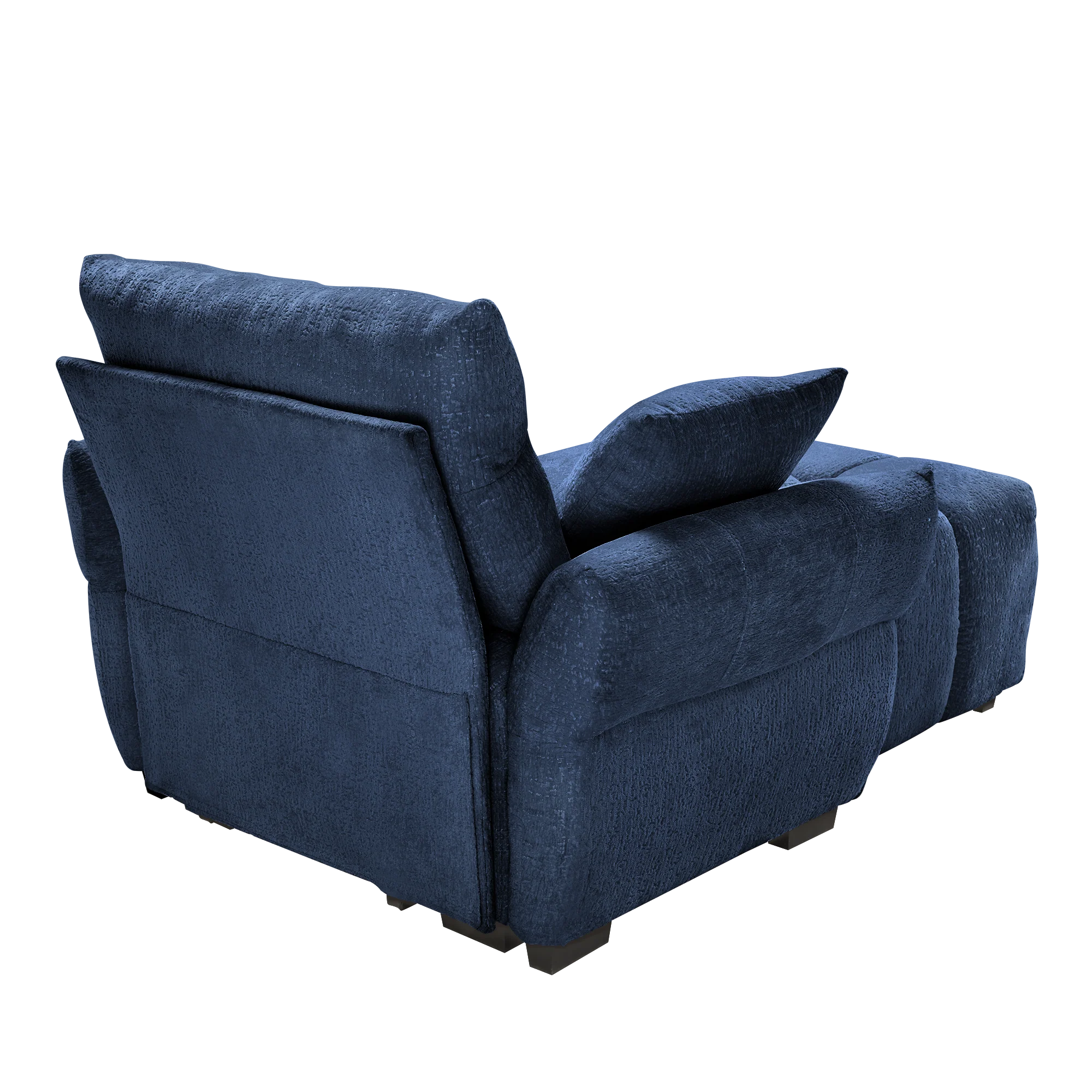 Walker Edison | Modern Ergonomic Blue Chenille Accent Chair with Ottoman Set - Image 6