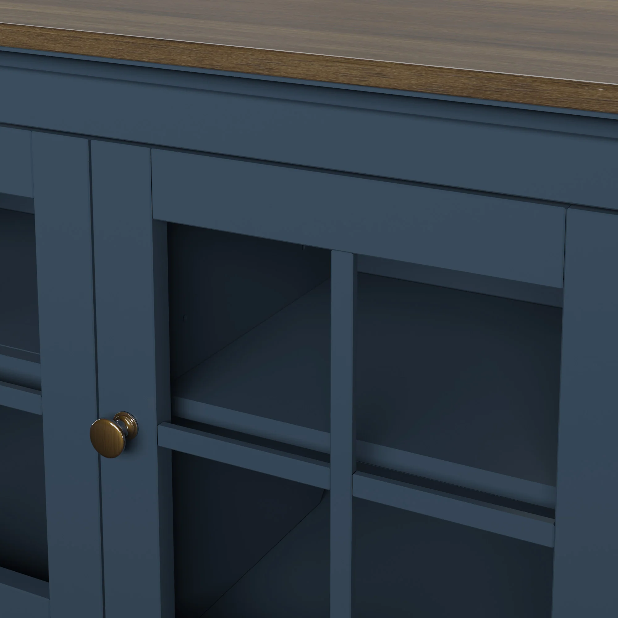 Traditional Farmhouse Windowpane Glass Doors Buffet Sideboard - Image 10