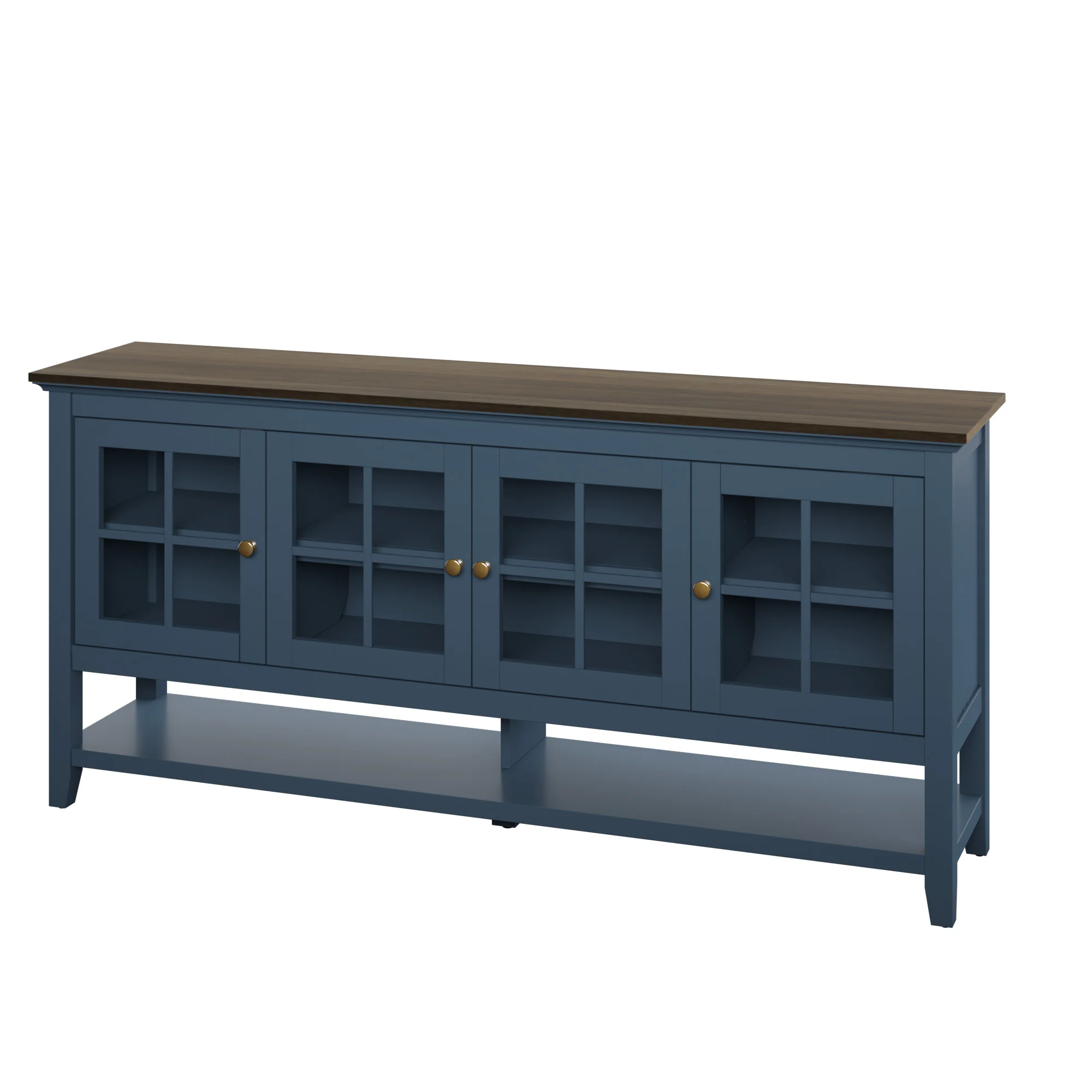 Traditional Farmhouse Windowpane Glass Doors Buffet Sideboard - Image 12
