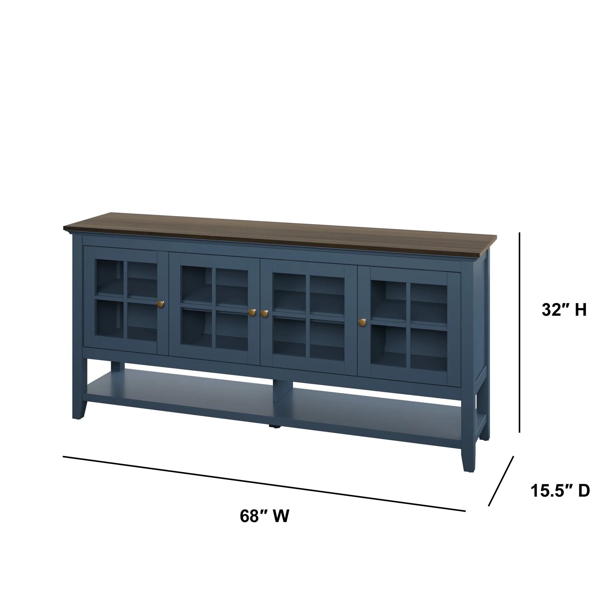 Traditional Farmhouse Windowpane Glass Doors Buffet Sideboard - Image 9