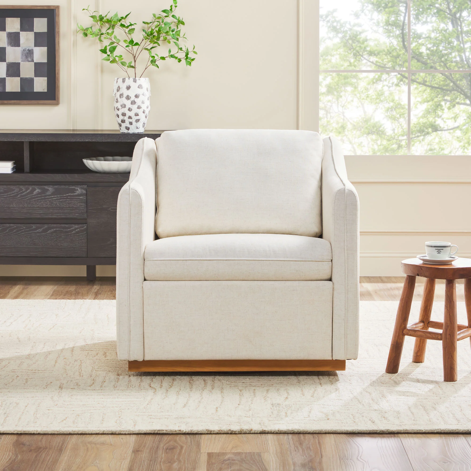 Nash Modern Farmhouse Easy Assembly Linen Swivel Accent Chair - Image 12