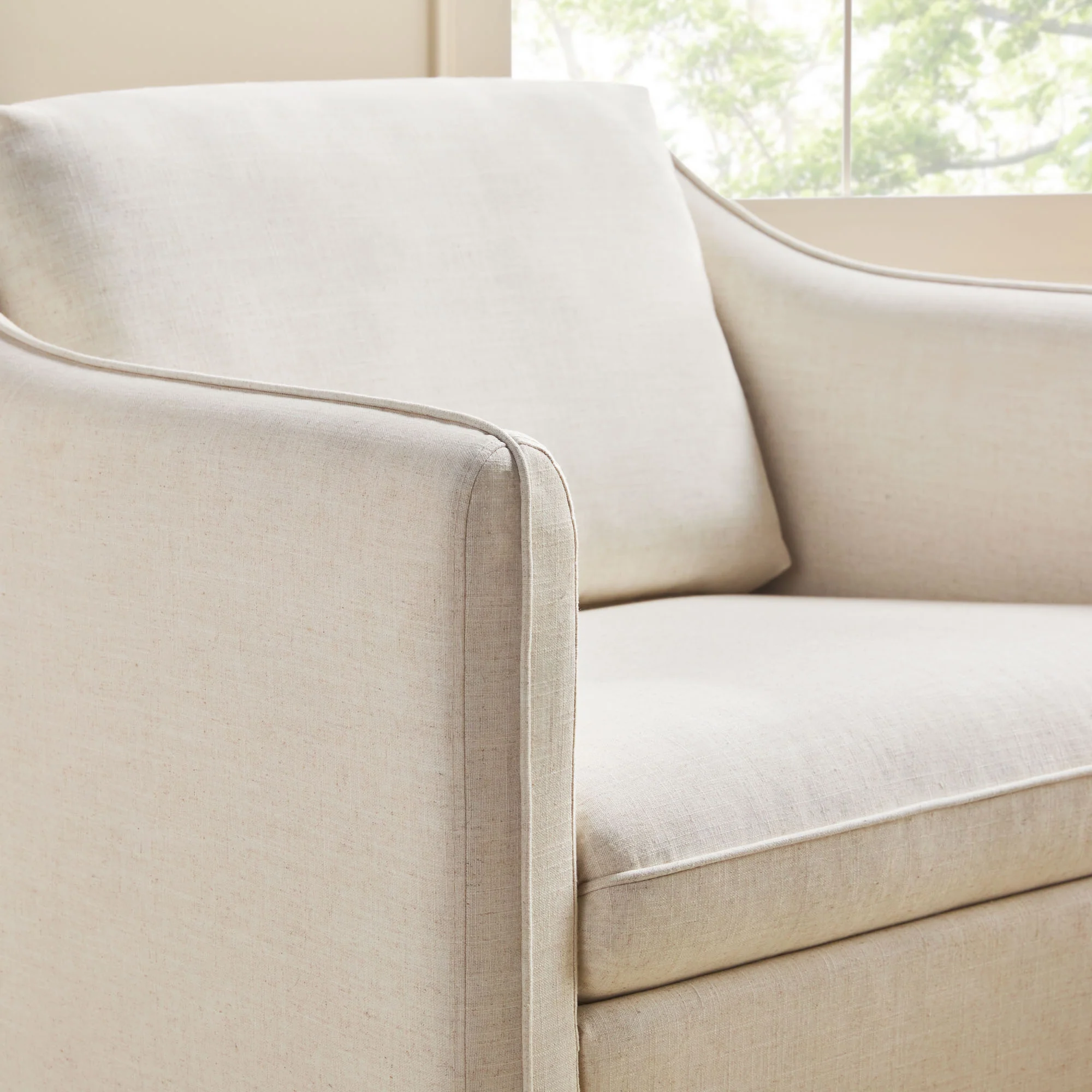 Nash Modern Farmhouse Easy Assembly Linen Swivel Accent Chair - Image 9