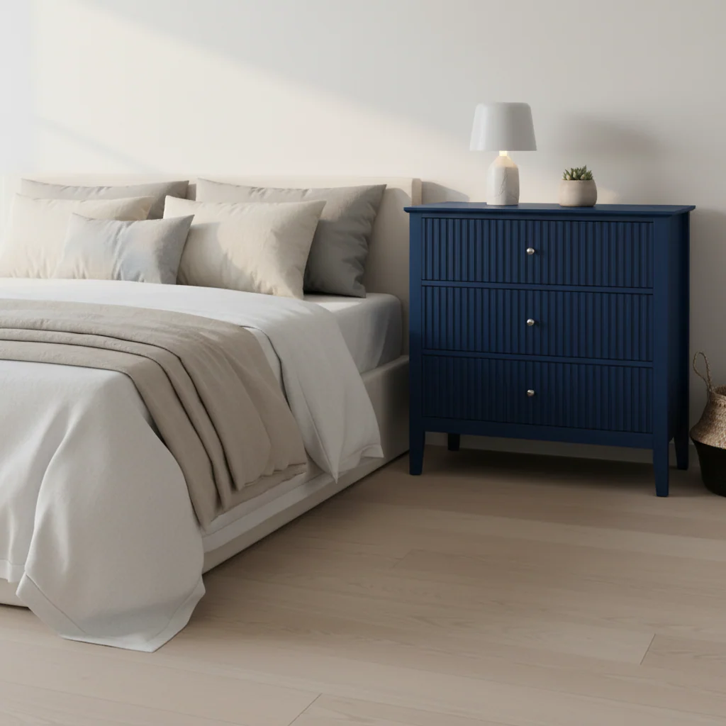 Modern Fluted 3-Drawer 32" Wide Nightstand & Side Table for Storage - Image 4