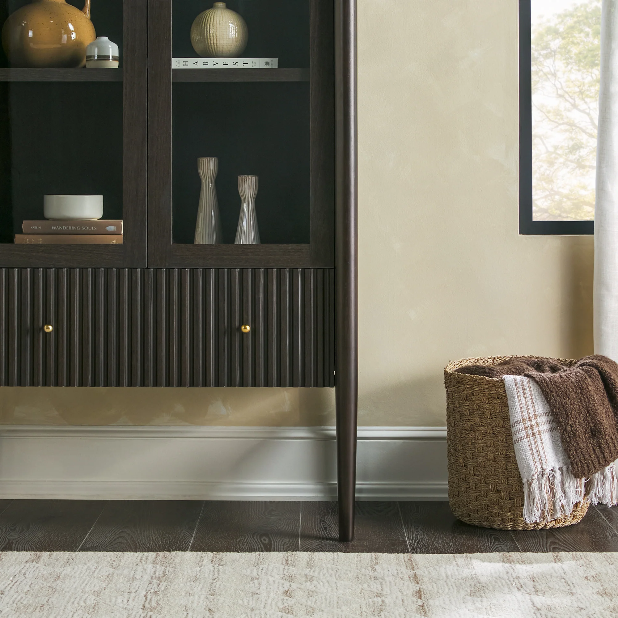 Samantha Modern Fluted Glass Cabinet Bookshelf - Image 16