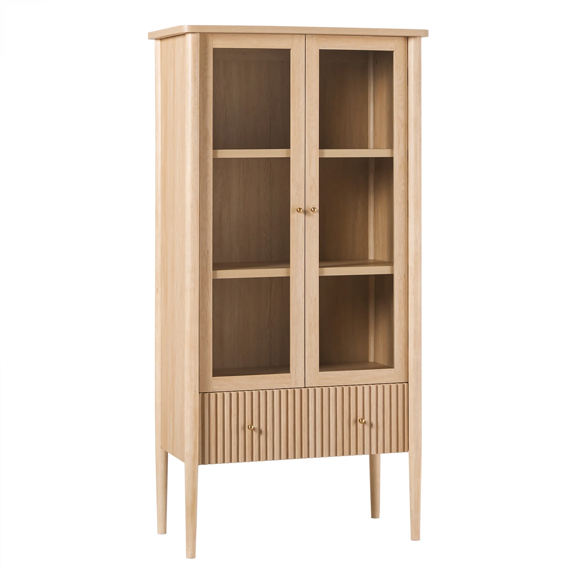 Samantha Modern Fluted Glass Cabinet Bookshelf - Image 18