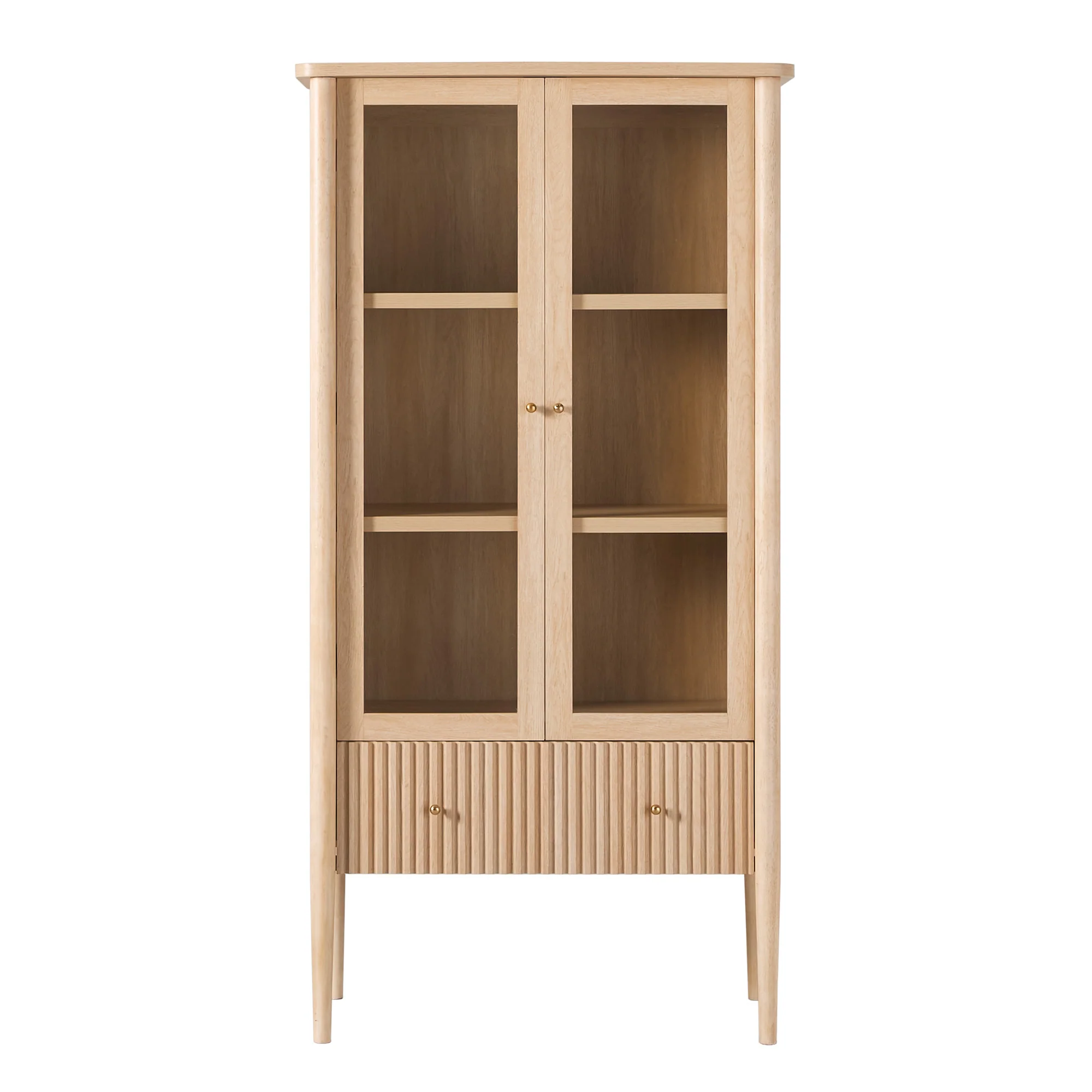 Samantha Modern Fluted Glass Cabinet Bookshelf - Image 23