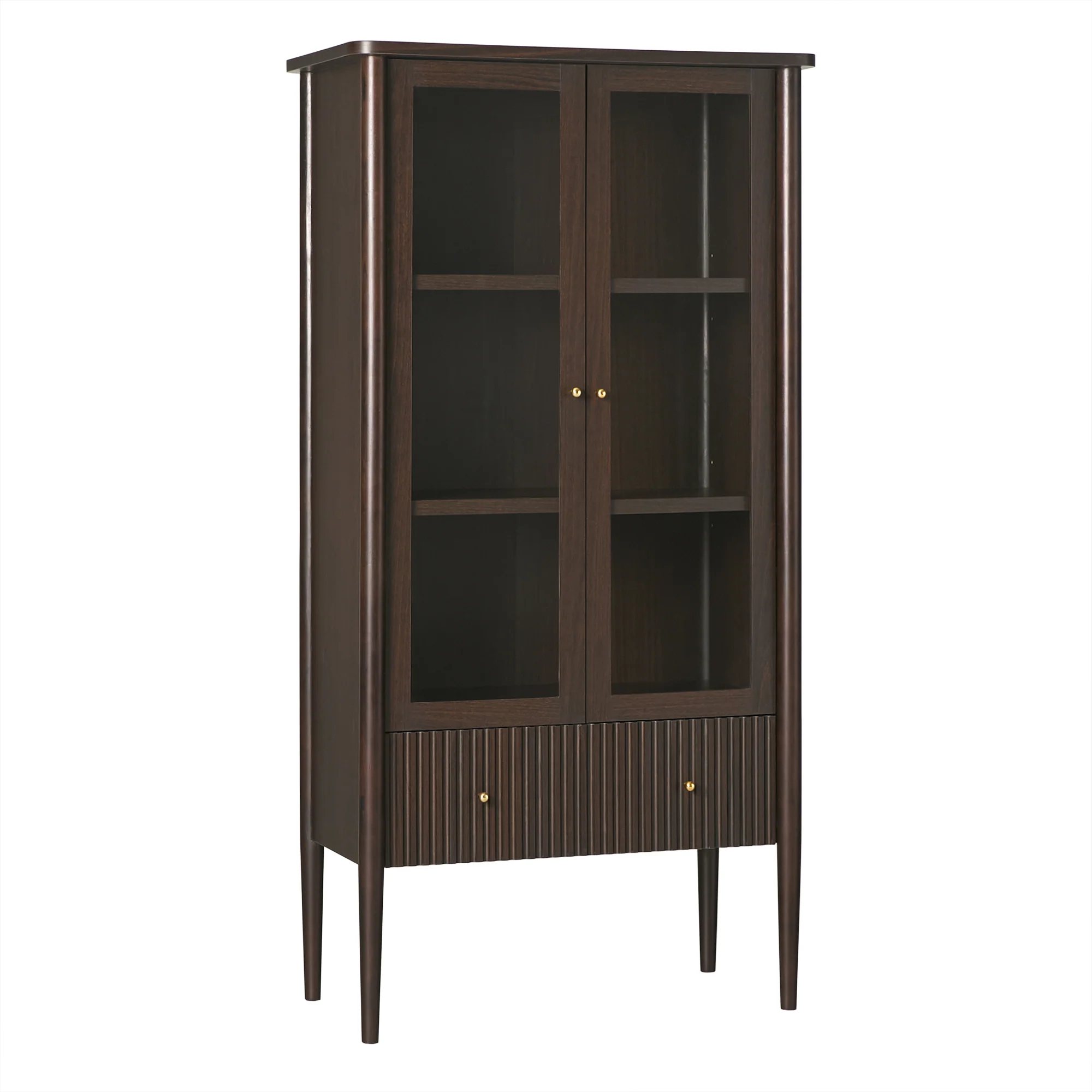 Samantha Modern Fluted Glass Cabinet Bookshelf - Image 25