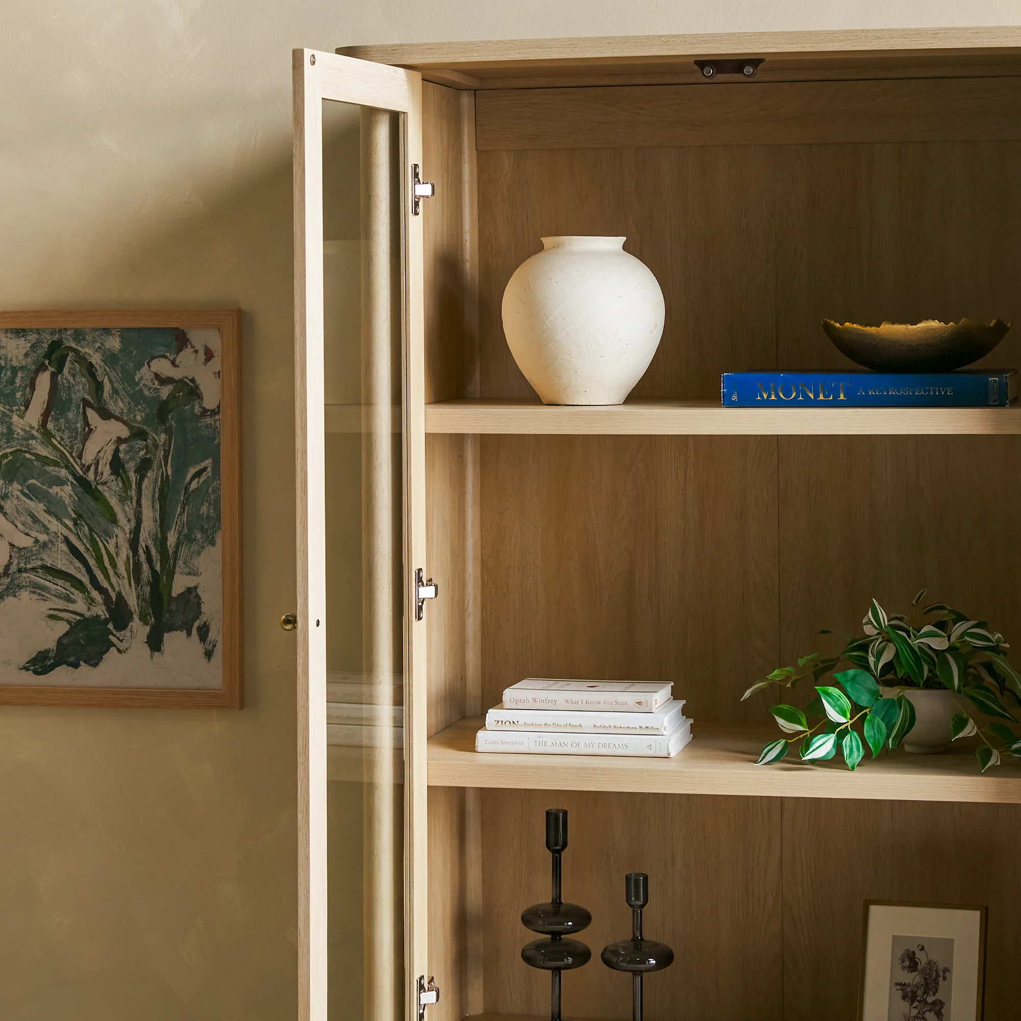 Samantha Modern Fluted Glass Cabinet Bookshelf - Image 6