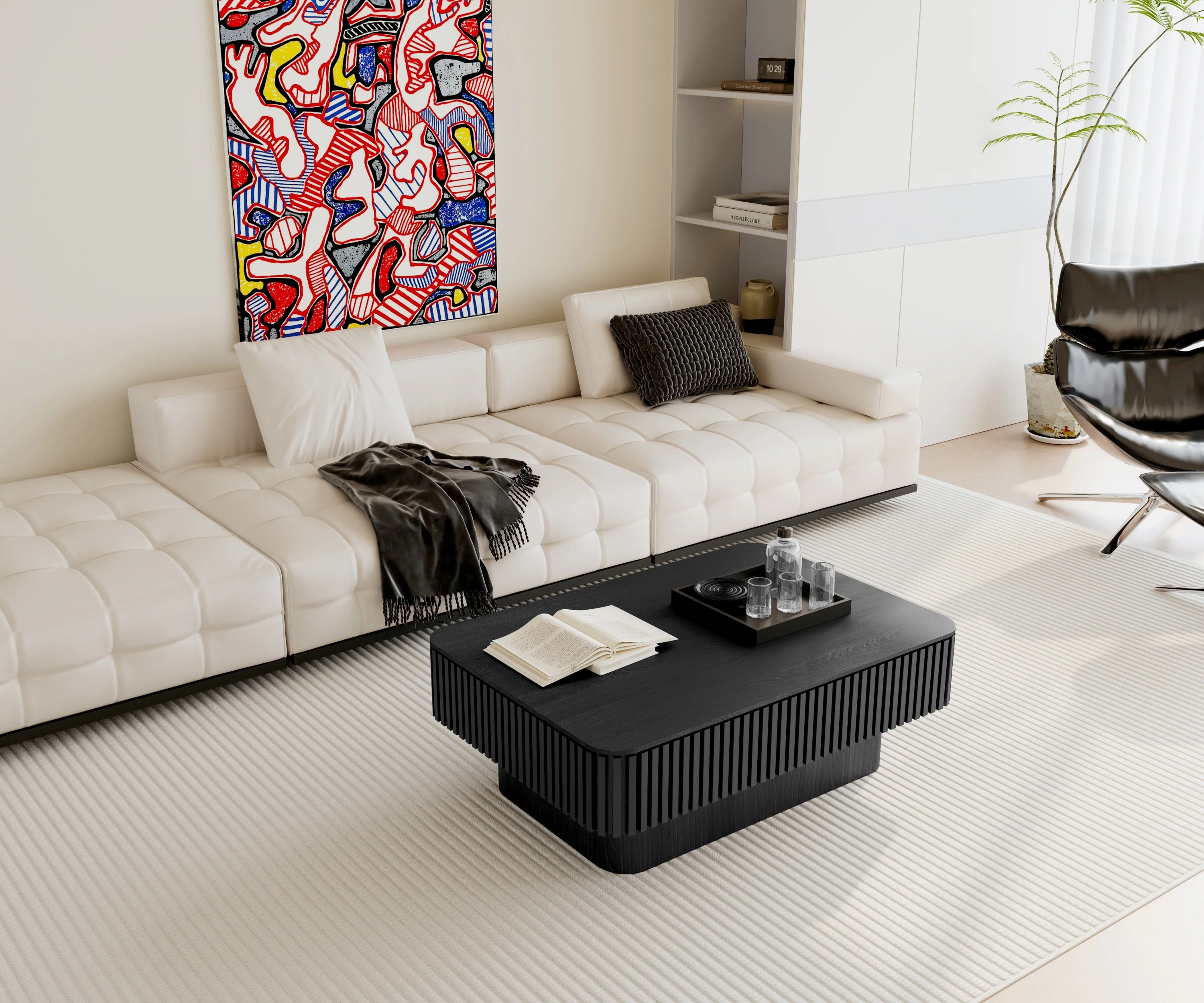 Modern Fluted Lift-top 38.6' Coffee Table - Image 14