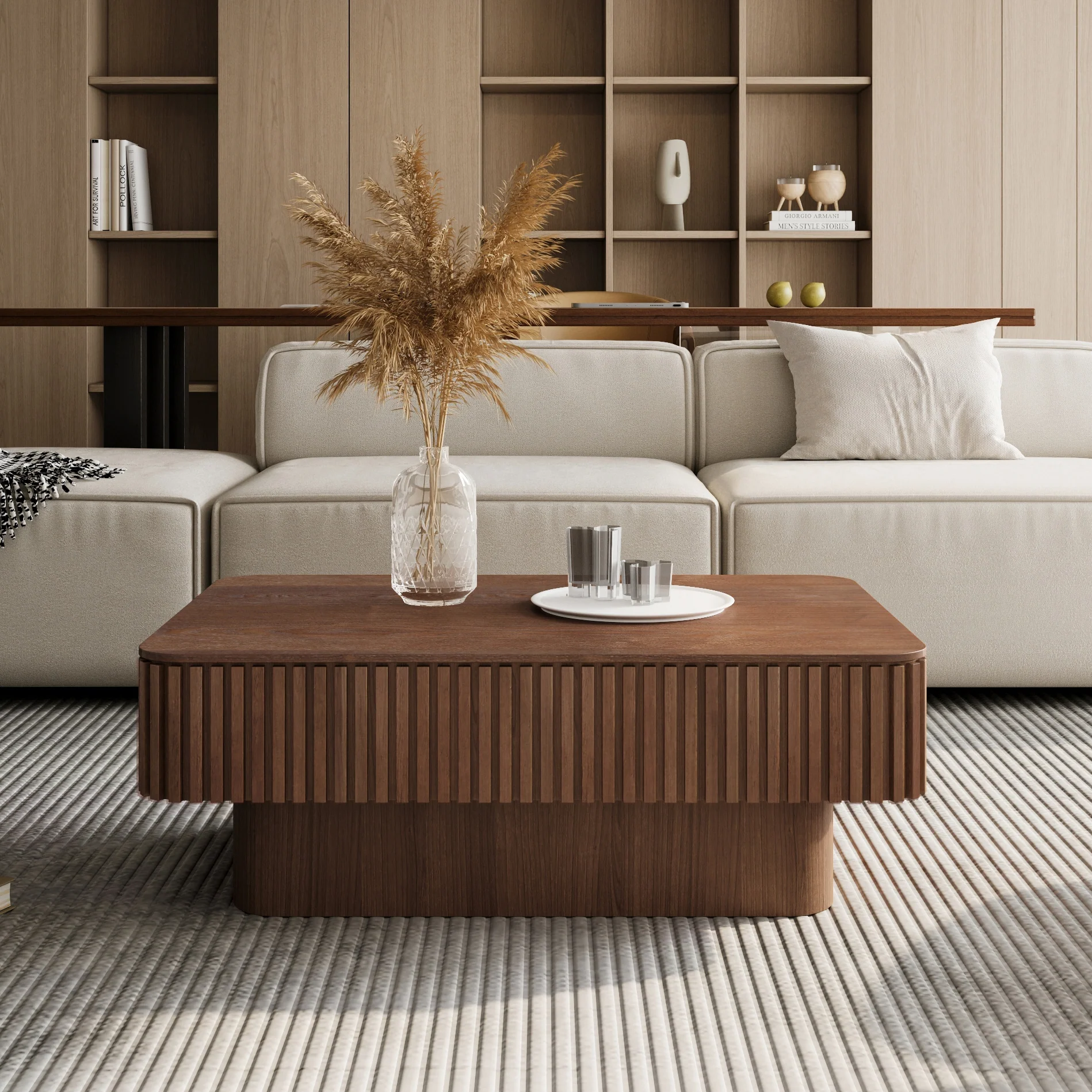 Modern Fluted Lift-top 38.6' Coffee Table - Image 2