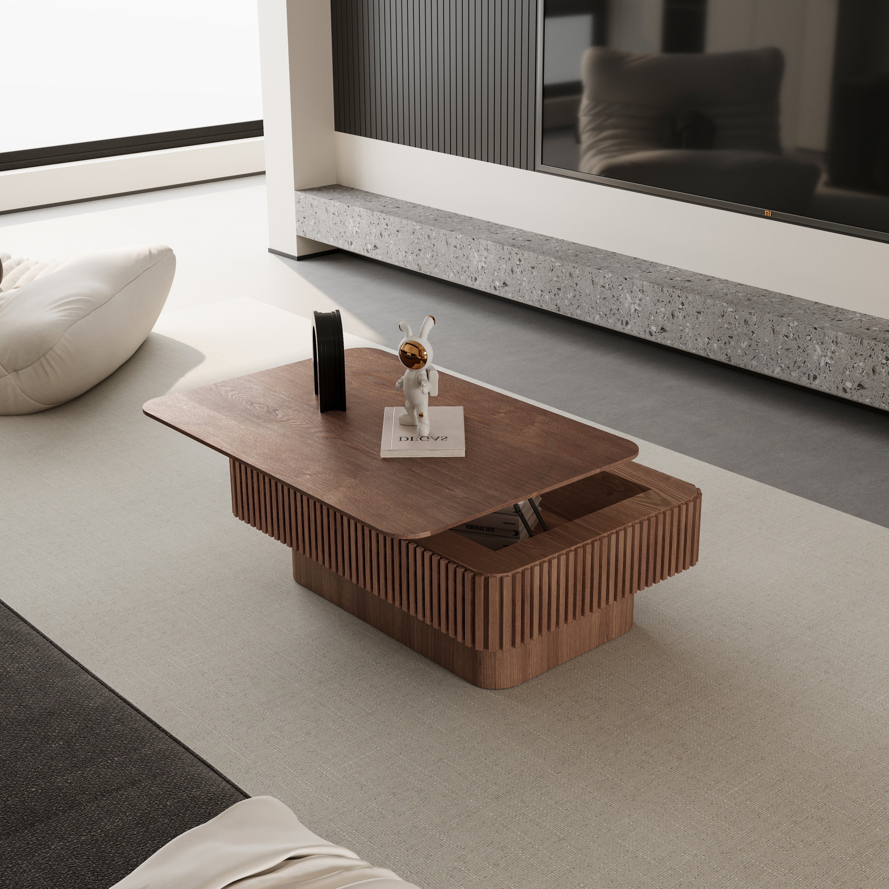 Modern Fluted Lift-top 38.6' Coffee Table - Image 4