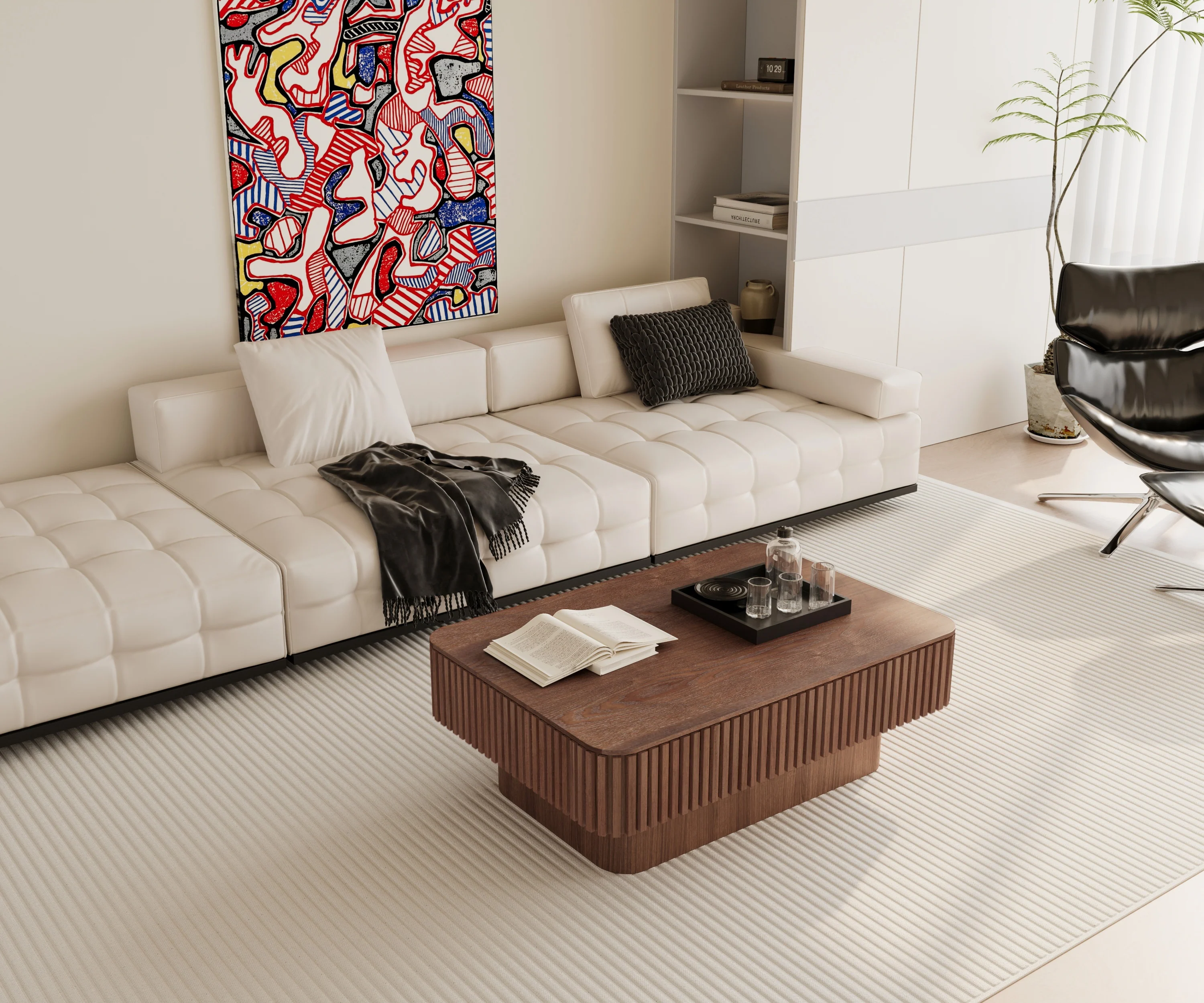 Modern Fluted Lift-top 38.6' Coffee Table - Image 5