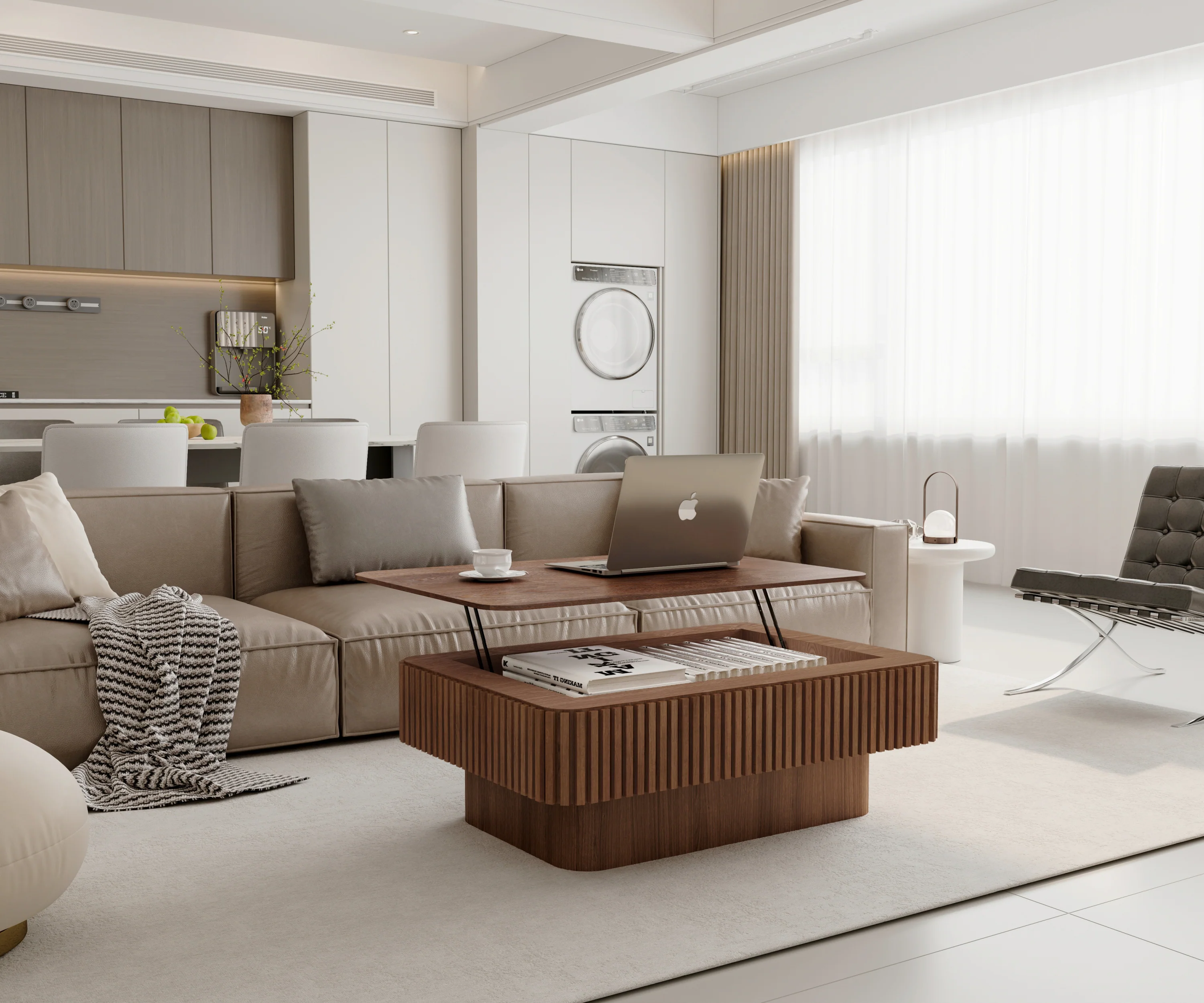 Modern Fluted Lift-top 38.6' Coffee Table - Image 7
