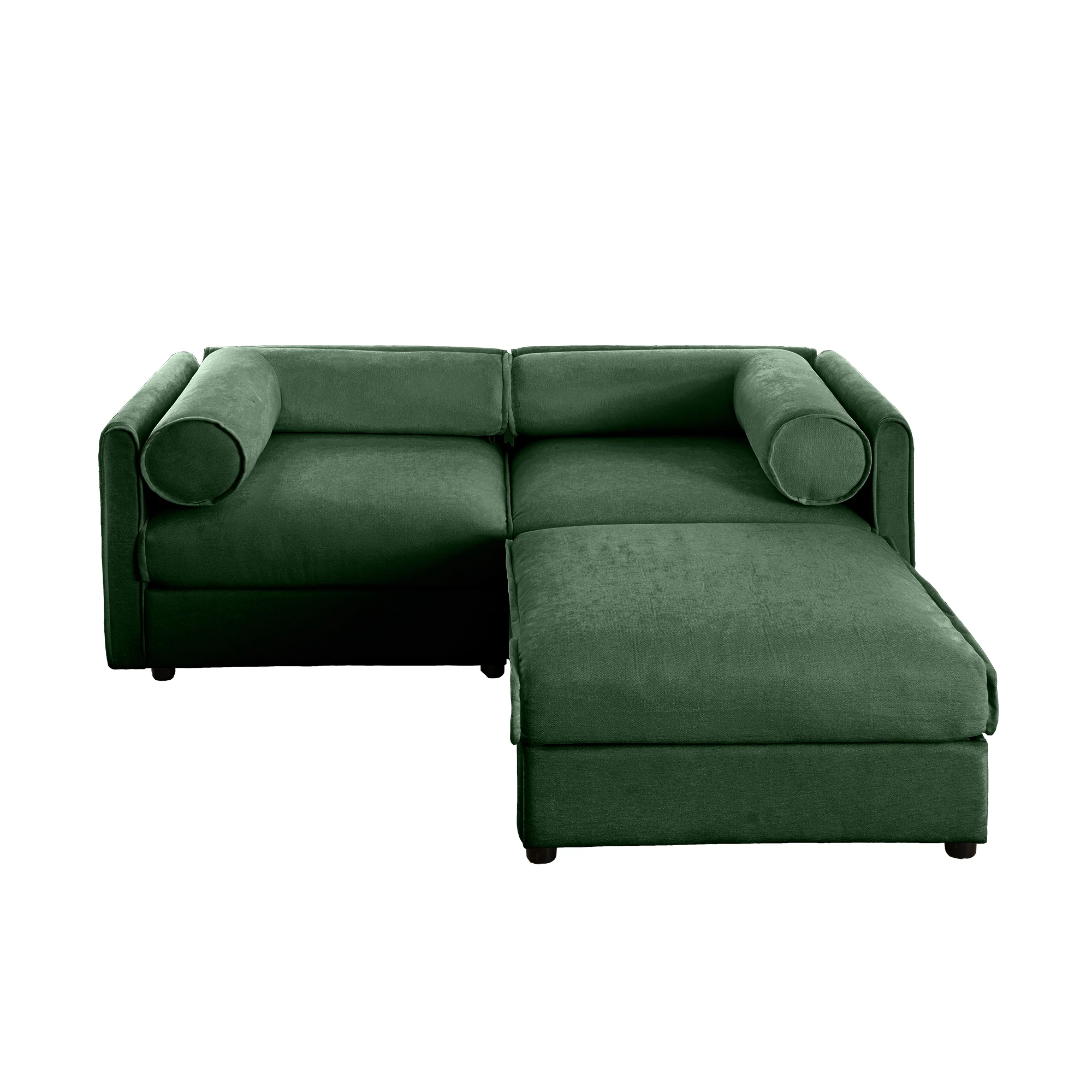 Walker Edison | Modern Green Chenille 2-Seater Loveseat Sofa with Ottoman Storage - Image 10