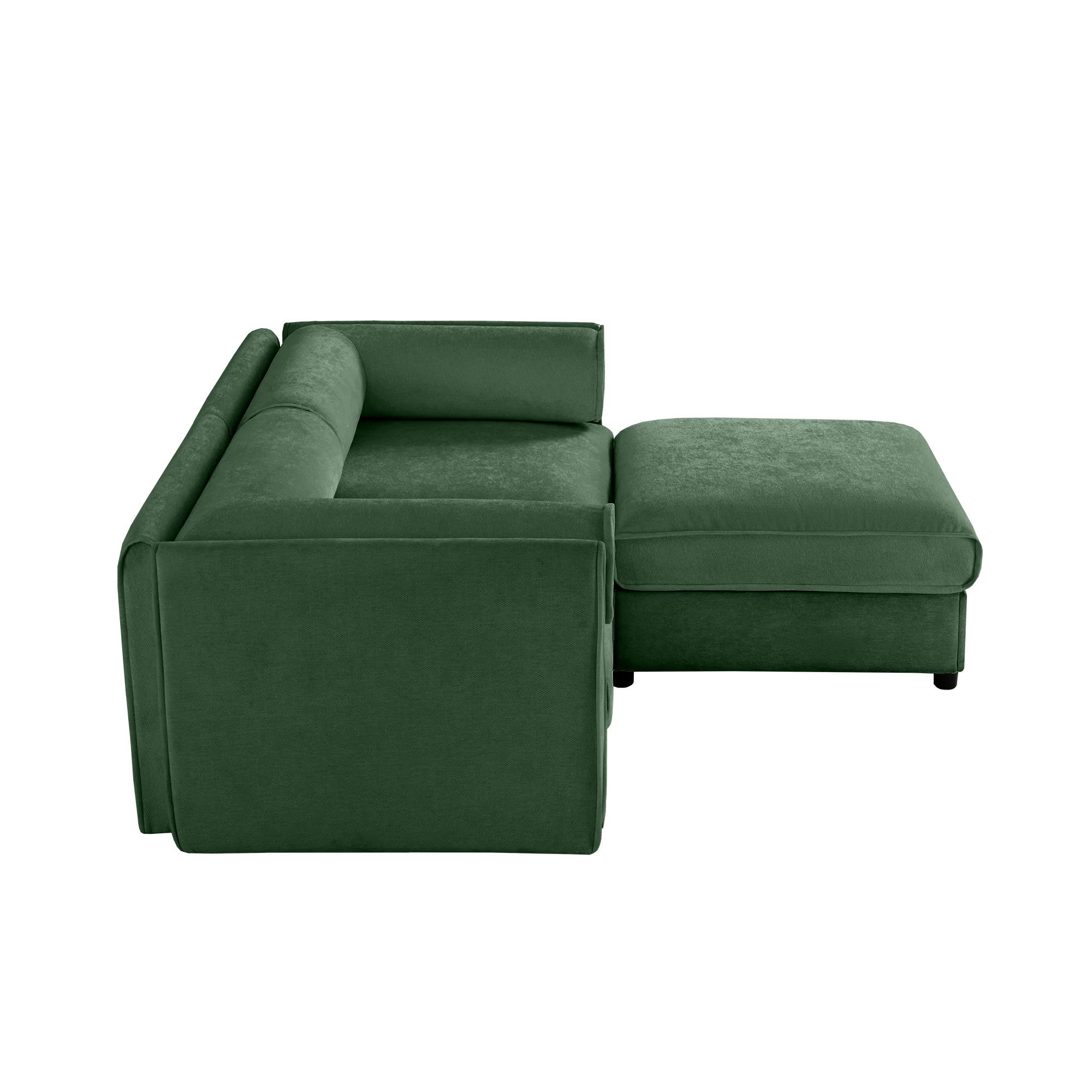 Walker Edison | Modern Green Chenille 2-Seater Loveseat Sofa with Ottoman Storage - Image 14