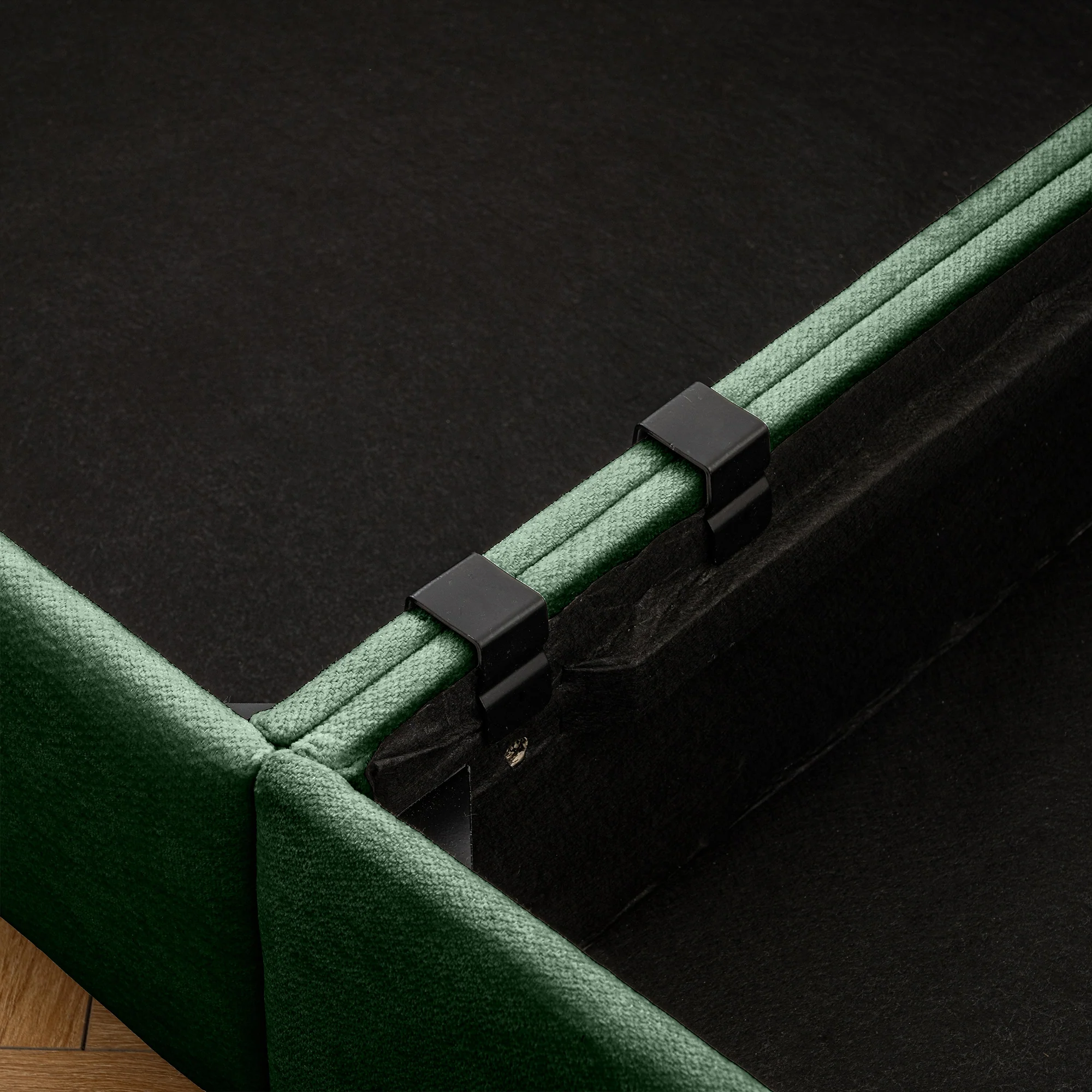 Walker Edison | Modern Green Chenille 2-Seater Loveseat Sofa with Ottoman Storage - Image 8
