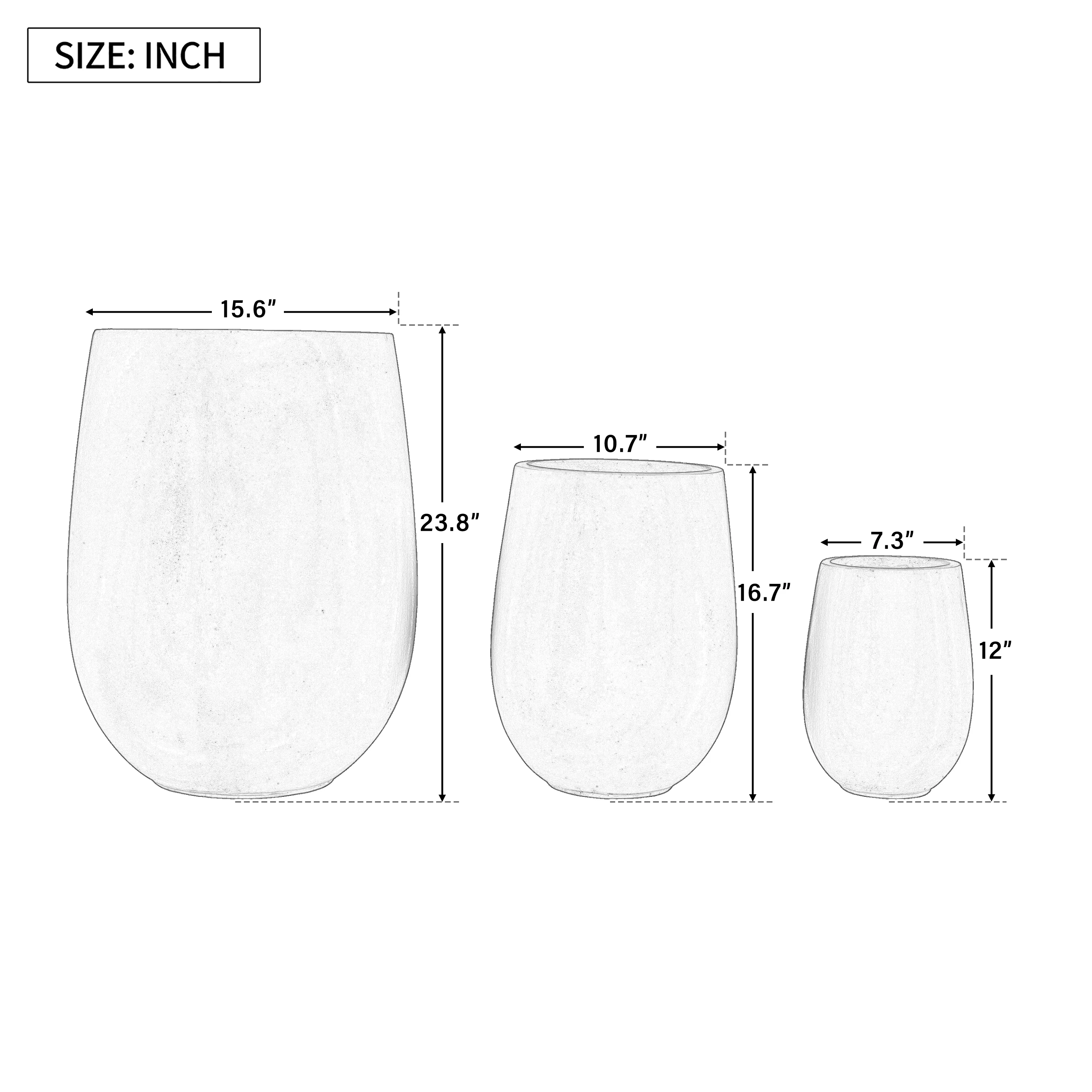 Modern Lightweight Round Outdoor Indoor Patio Planter Set of 3 - Image 10