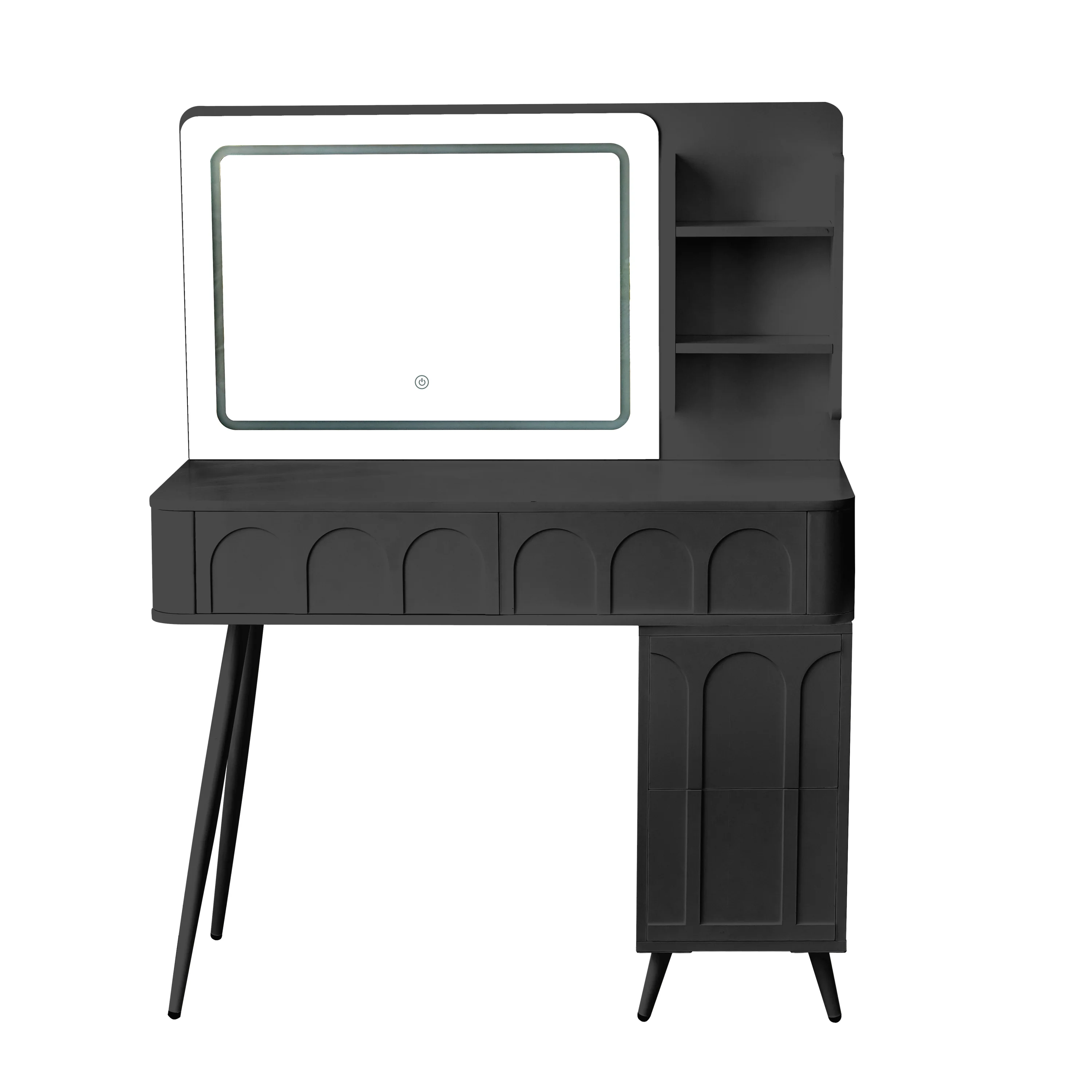 Walker Edison | Modern Makeup Vanity Desk with LED Lights & Mirror - Image 6