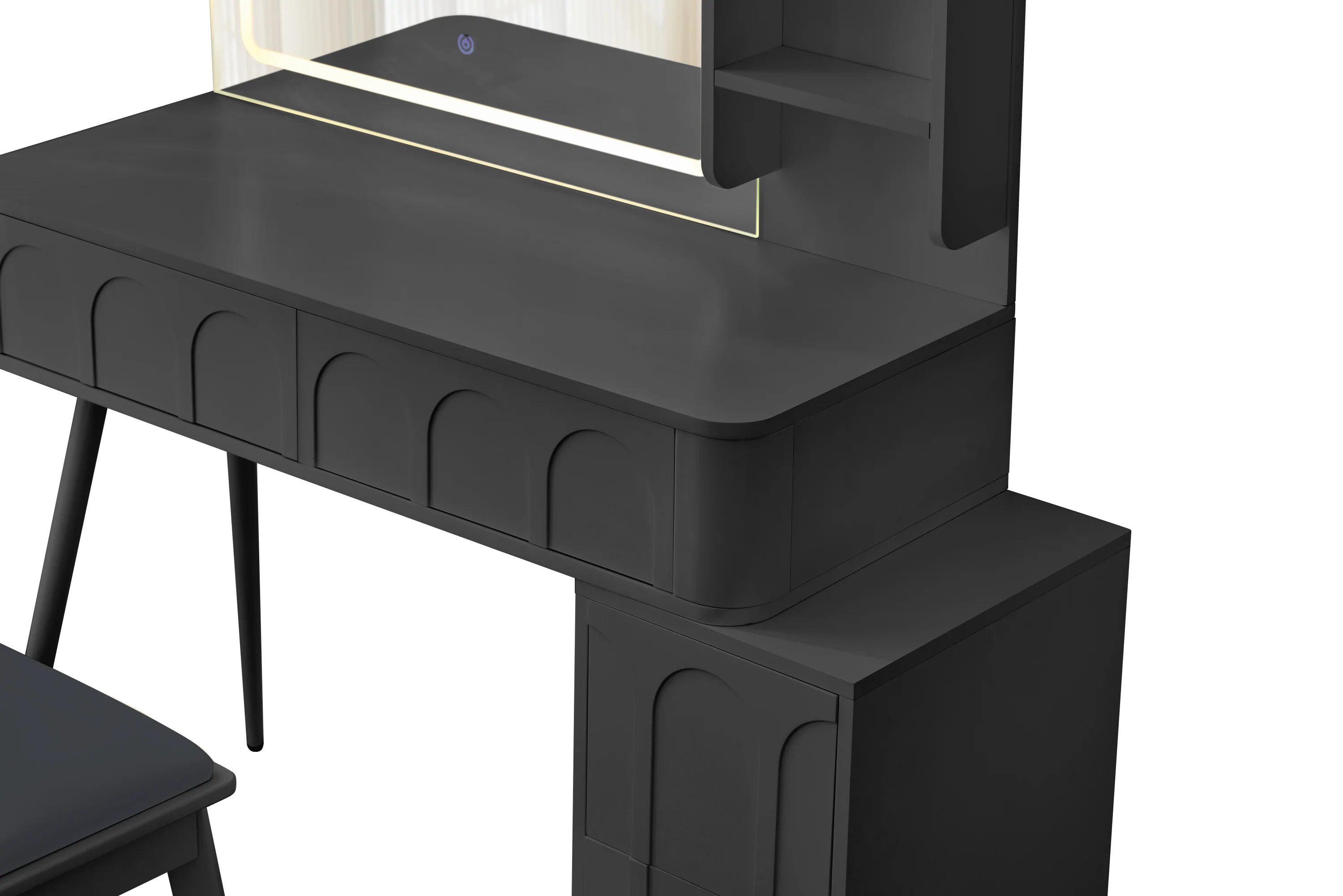 Walker Edison | Modern Makeup Vanity Desk with LED Lights & Mirror - Image 8