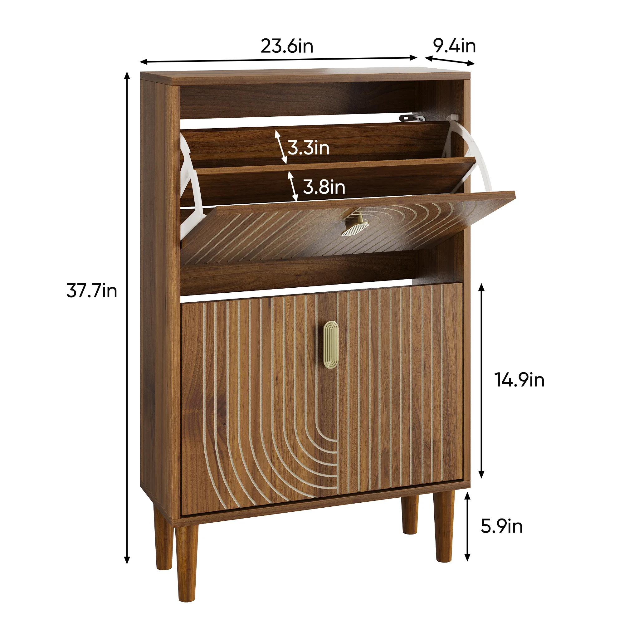 Walker Edison | Modern Minimalist Shoe Storage Cabinet - Image 3
