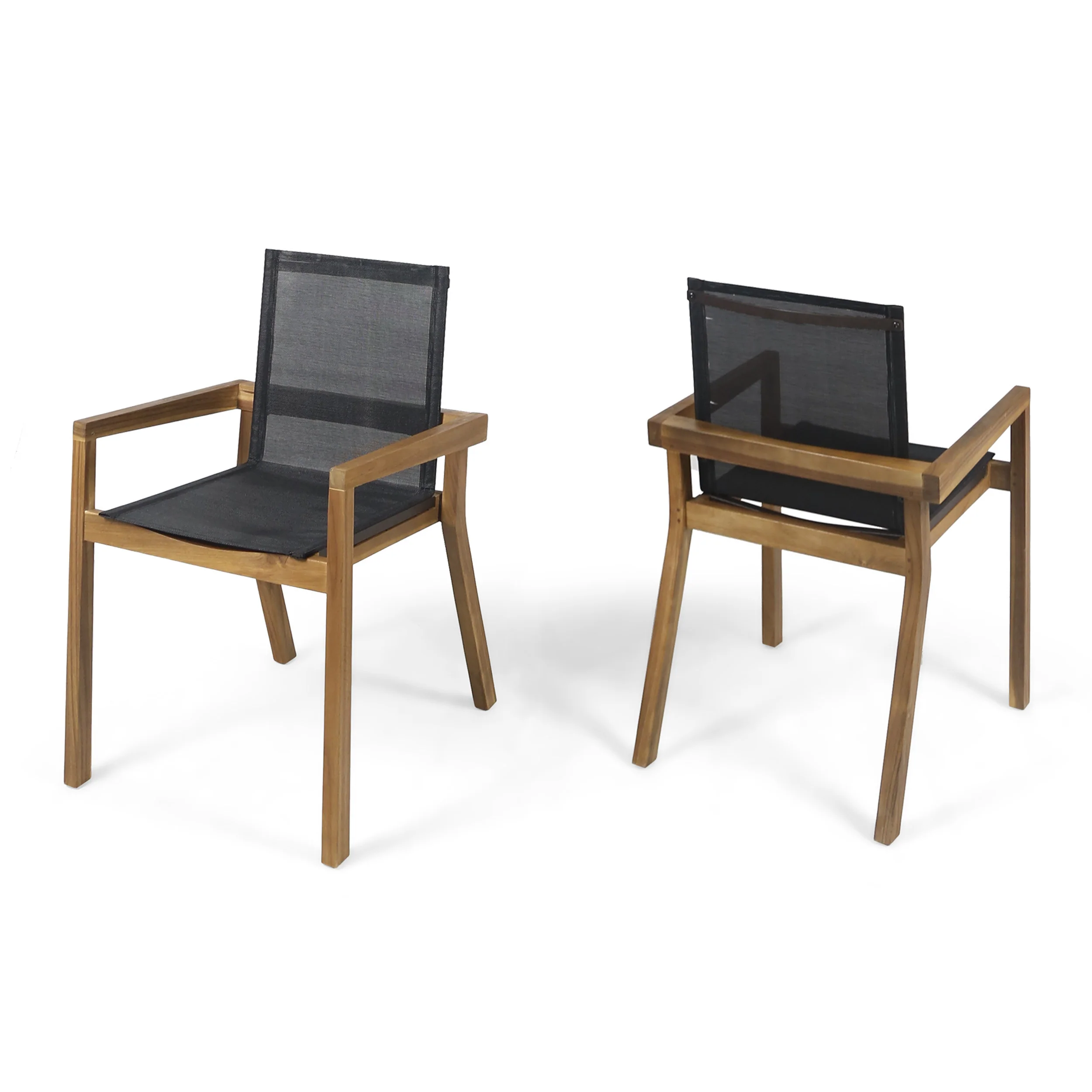 Modern Outdoor Dining Wood Teak Set, Seats 6 with Table - Image 5