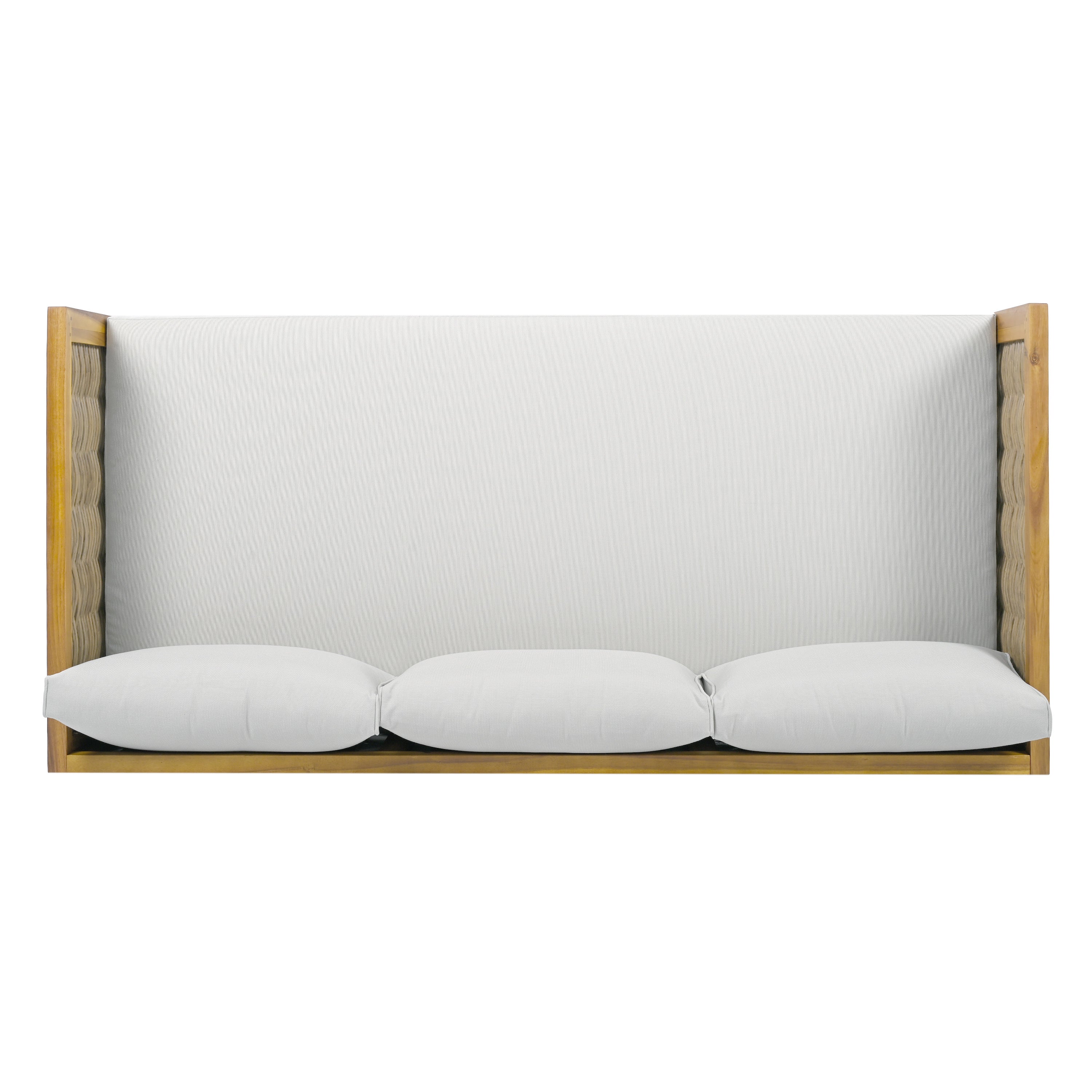 Walker Edison | Modern Outdoor Teak Rattan Deep Seat Daybed - Image 6