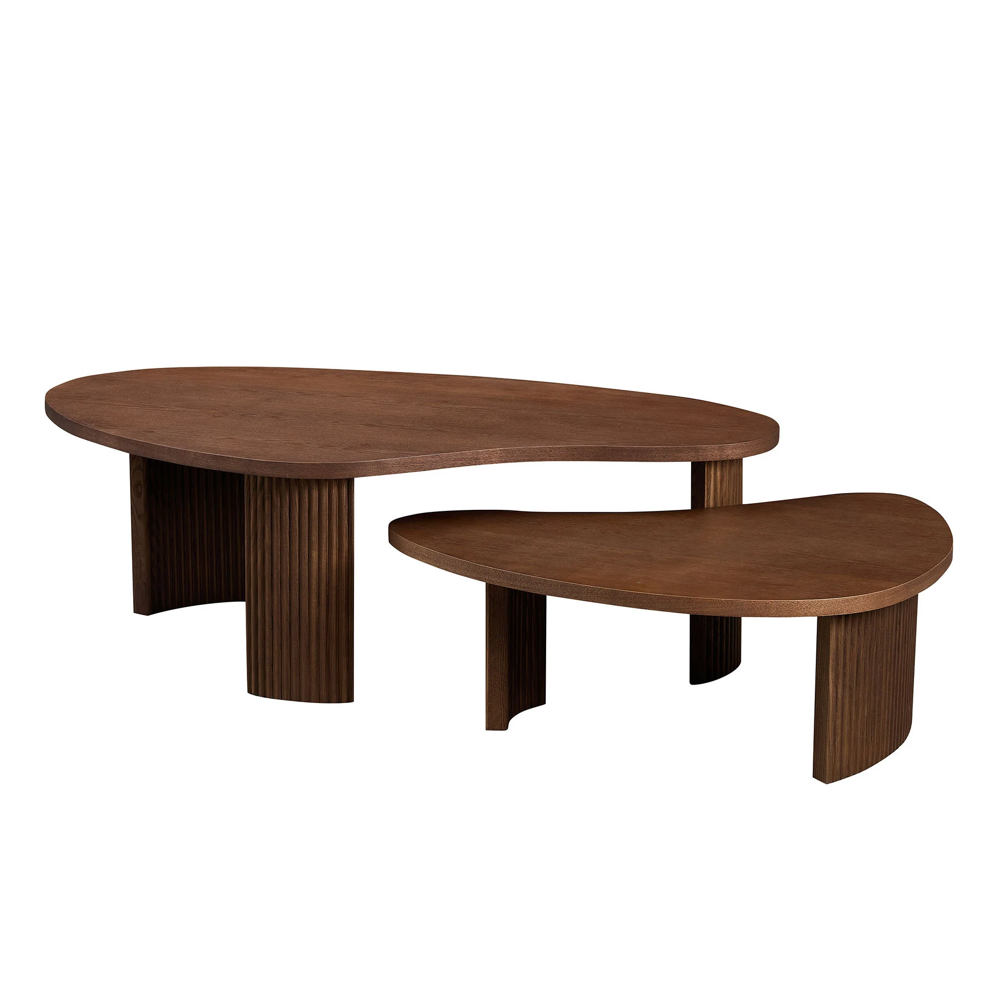 Modern Reeded Cloud Shape 2 Piece Coffee Table Set - Image 10
